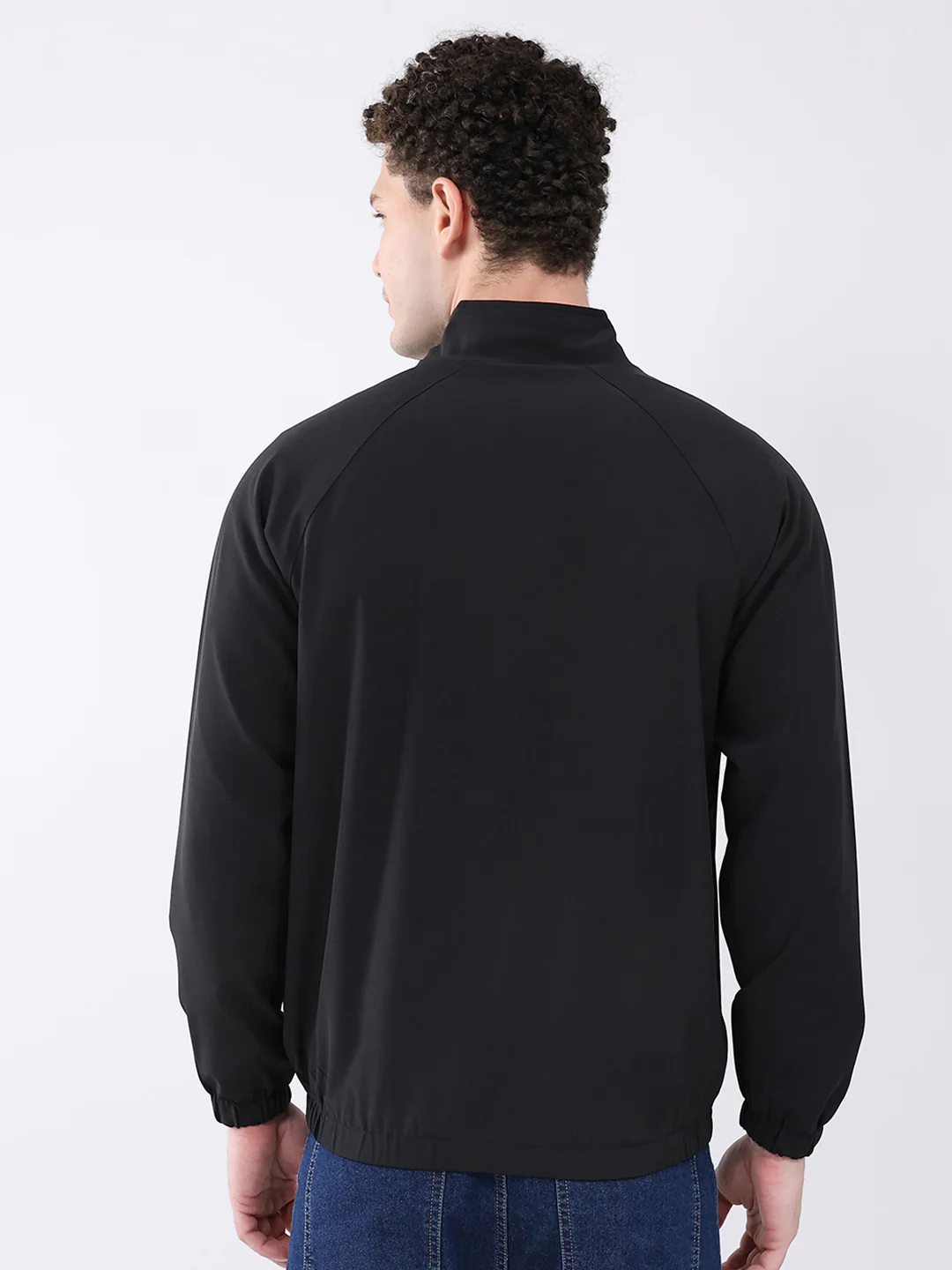 Men Black Printed Collar Full Sleeve Jacket - Image 5