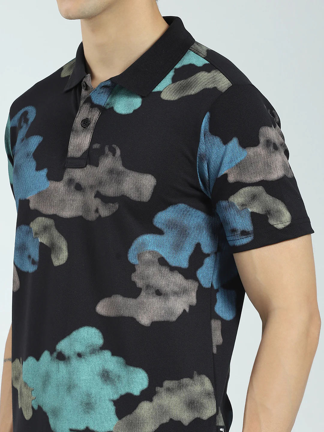 Rock.it Men Black Printed Collar Half Sleeve T-Shirt - Image 7