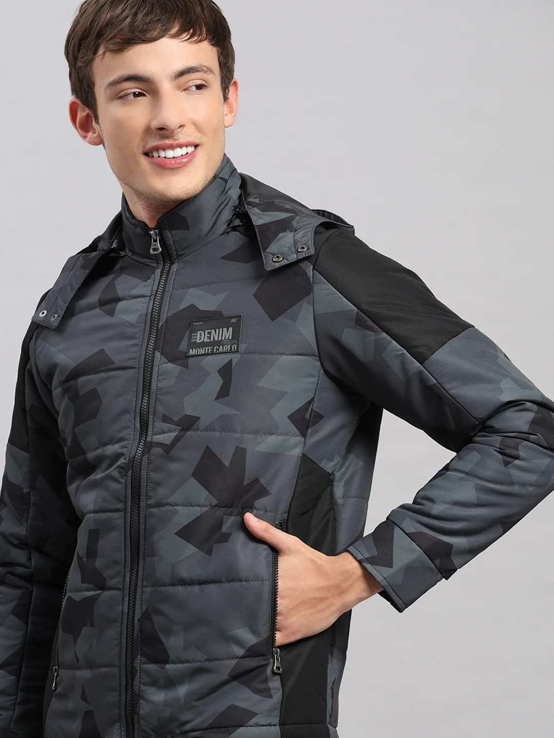 Men Black Printed Hooded Full Sleeve Jacket - Image 7