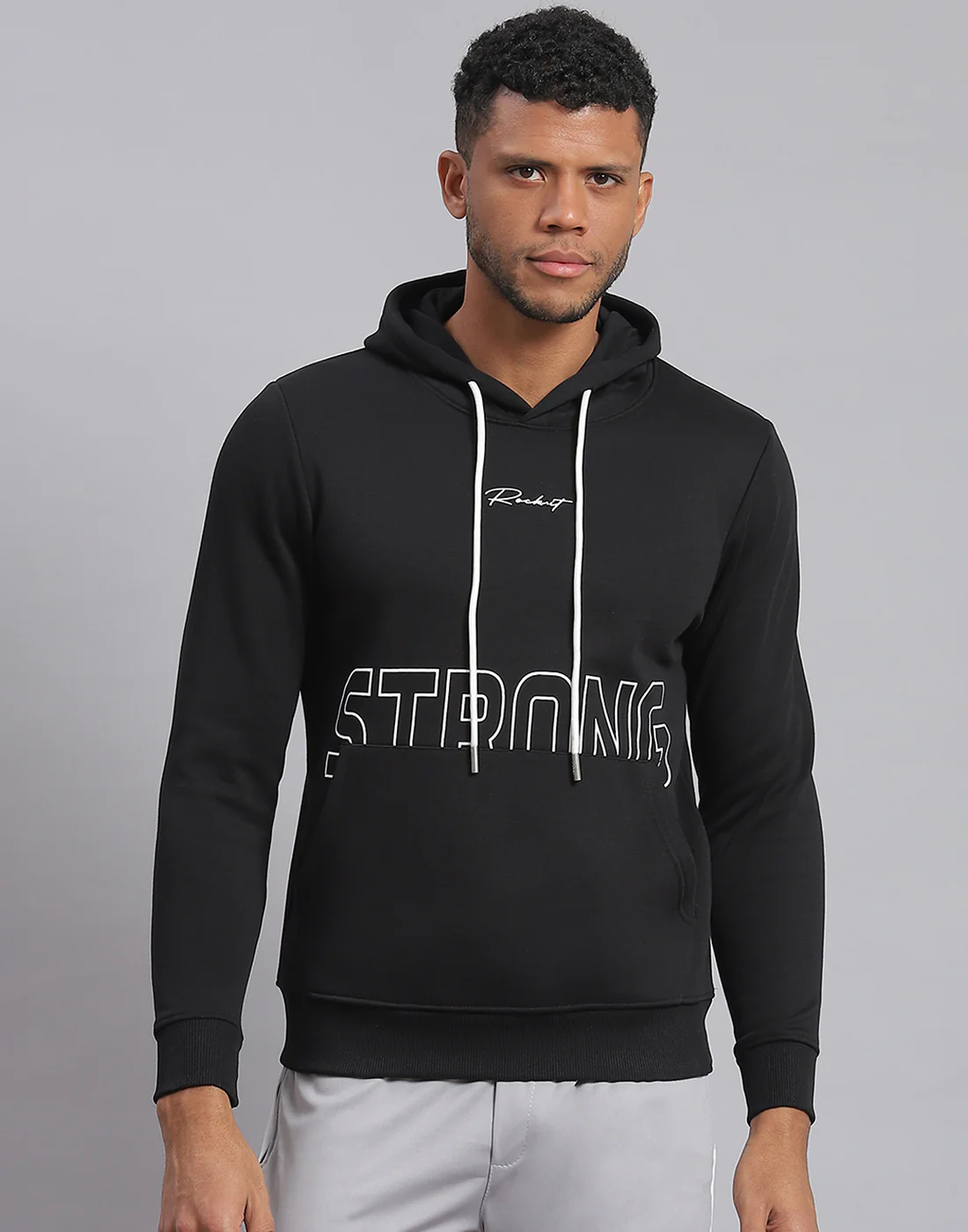Rock.it Men Black Printed Hooded Full Sleeve Sweatshirt - Image 2