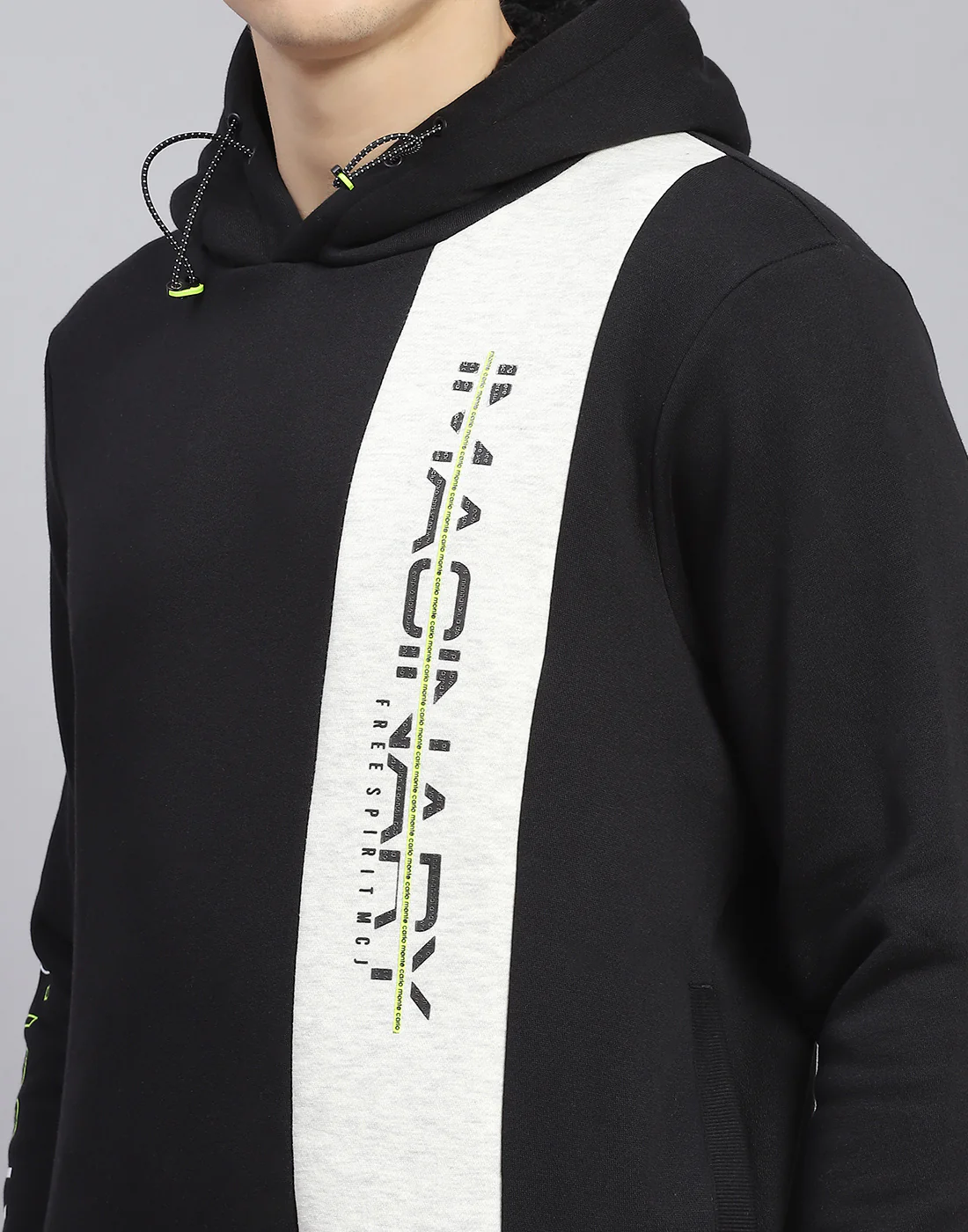 Men Black Printed Hooded Full Sleeve Sweatshirt - Image 8