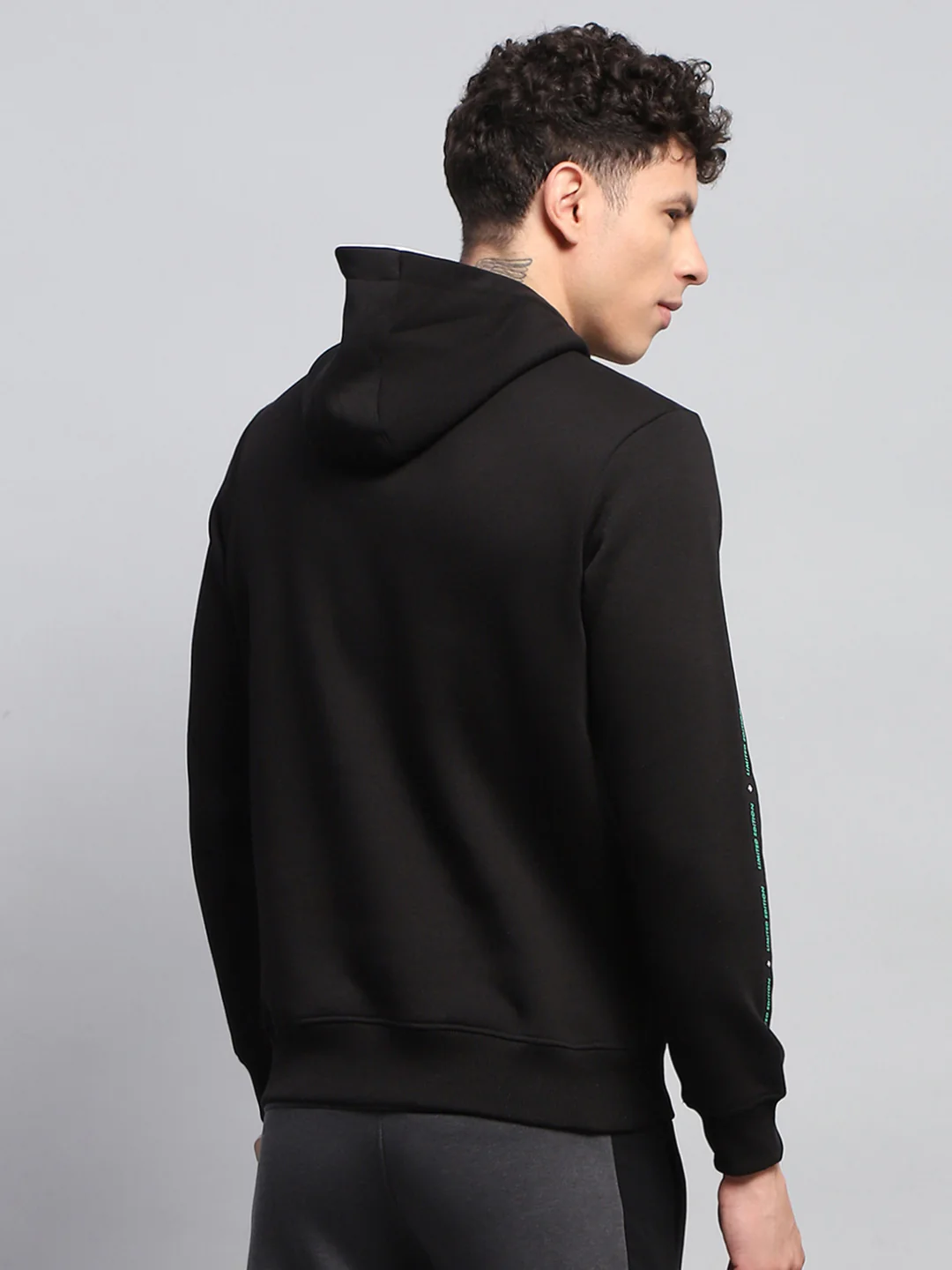 Rock.it Men Black Printed Hooded Full Sleeve Sweatshirt - Image 5