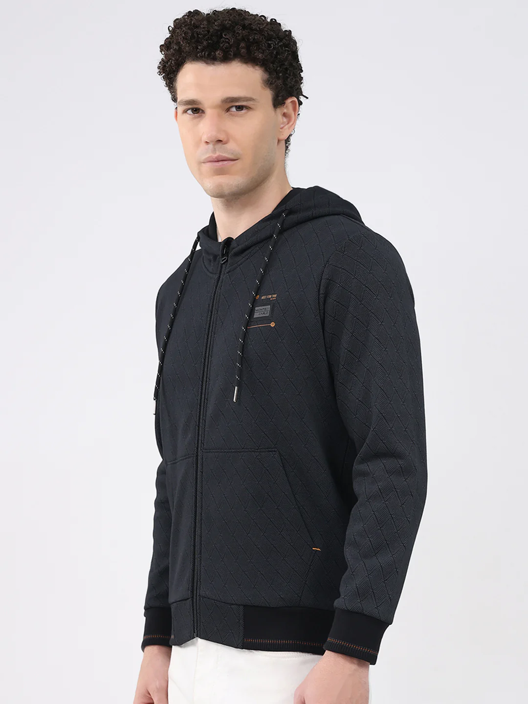 Men Black Printed Hooded Full Sleeve Sweatshirt - Image 3