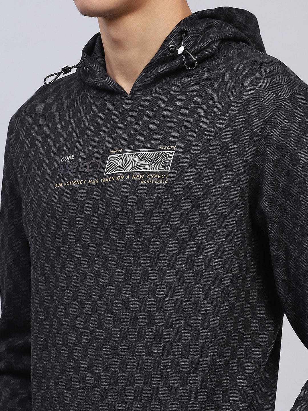Men Black Printed Hooded Full Sleeve Winter T-Shirt - Image 6
