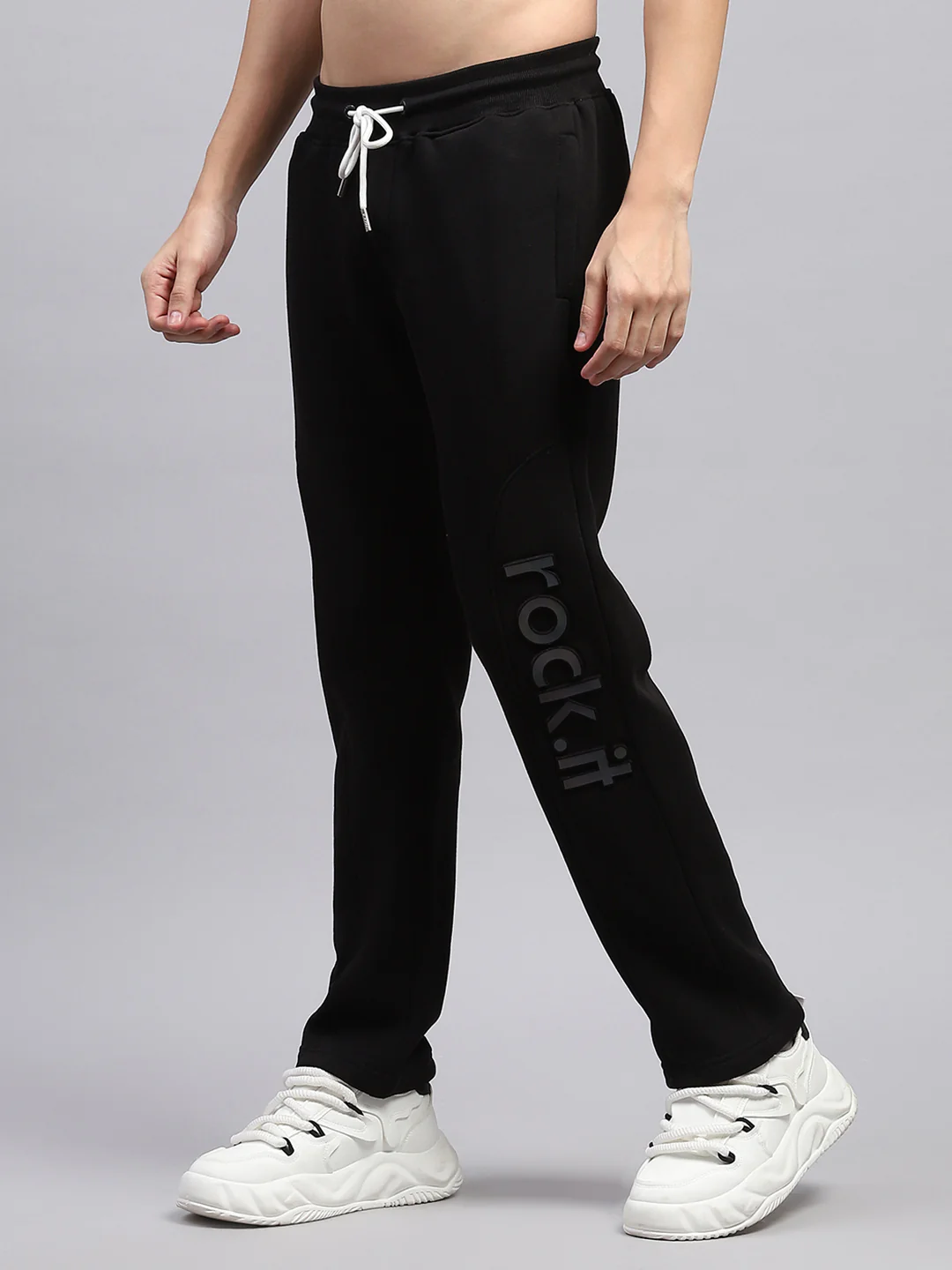 Rock.it Men Black Printed Hooded Full Sleeve Winter Tracksuit - Image 8