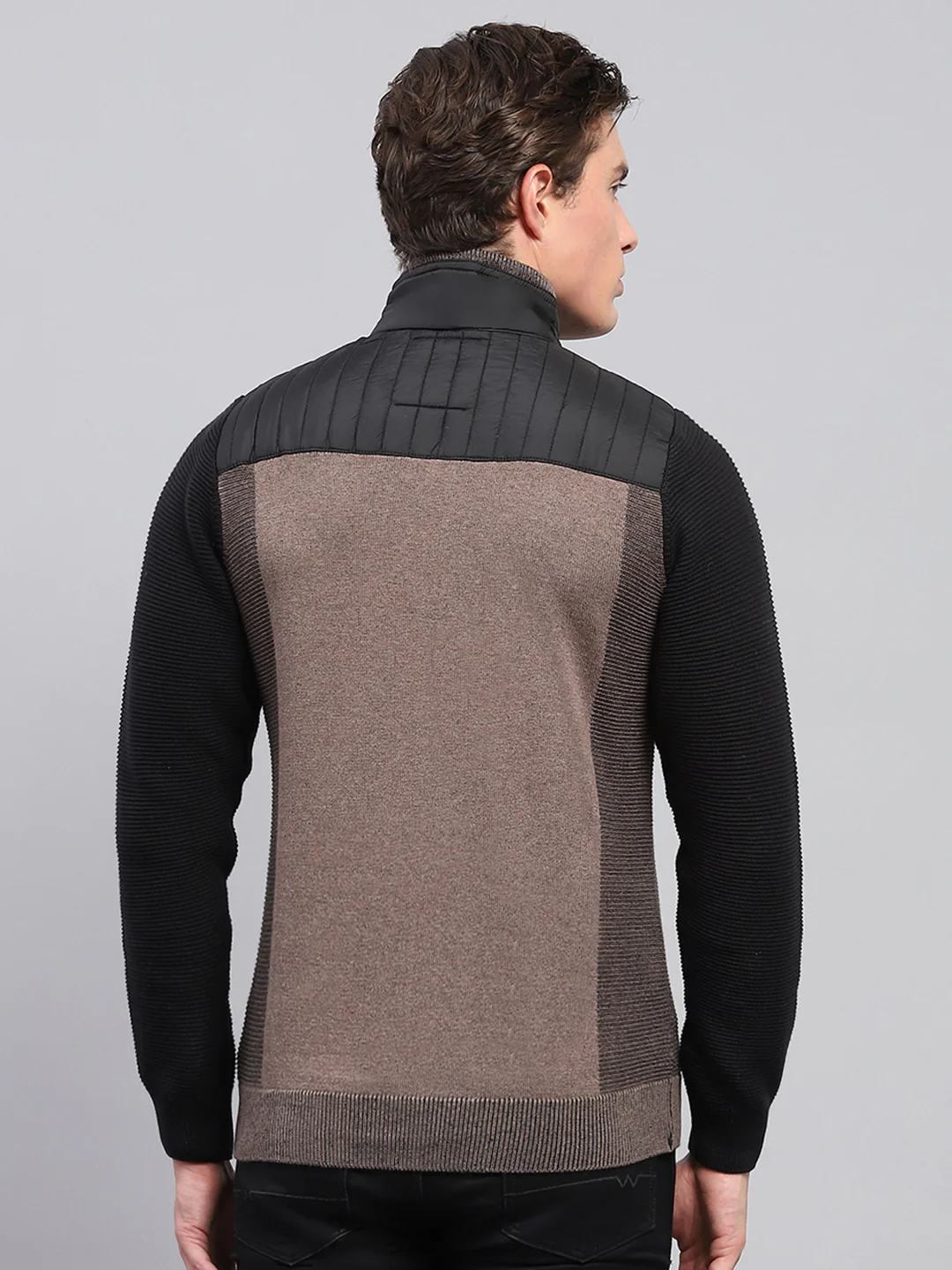 Men Black Printed Mock Neck Full Sleeve Pullover - Image 5