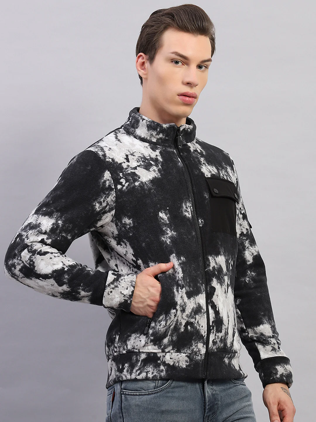 Rock.it Men Black Printed Mock Neck Full Sleeve Sweatshirt - Image 4