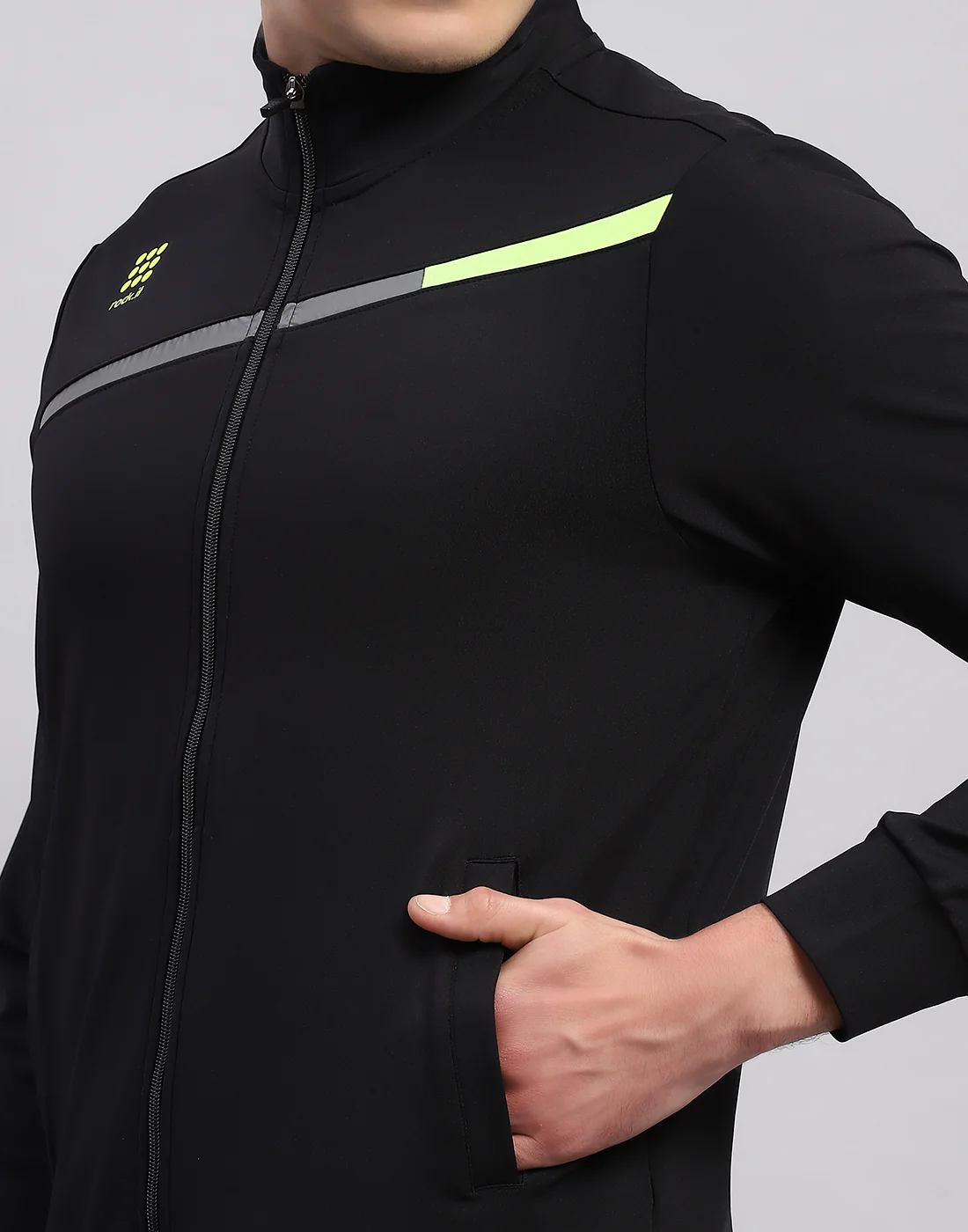 Rock.it Men Black Printed Mock Neck Full Sleeve Tracksuit - Image 6