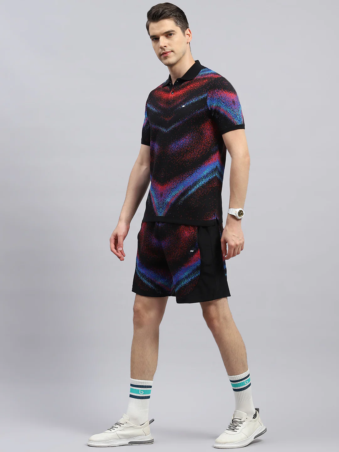 Men Black Printed Regular Fit Bermuda Set - Image 3