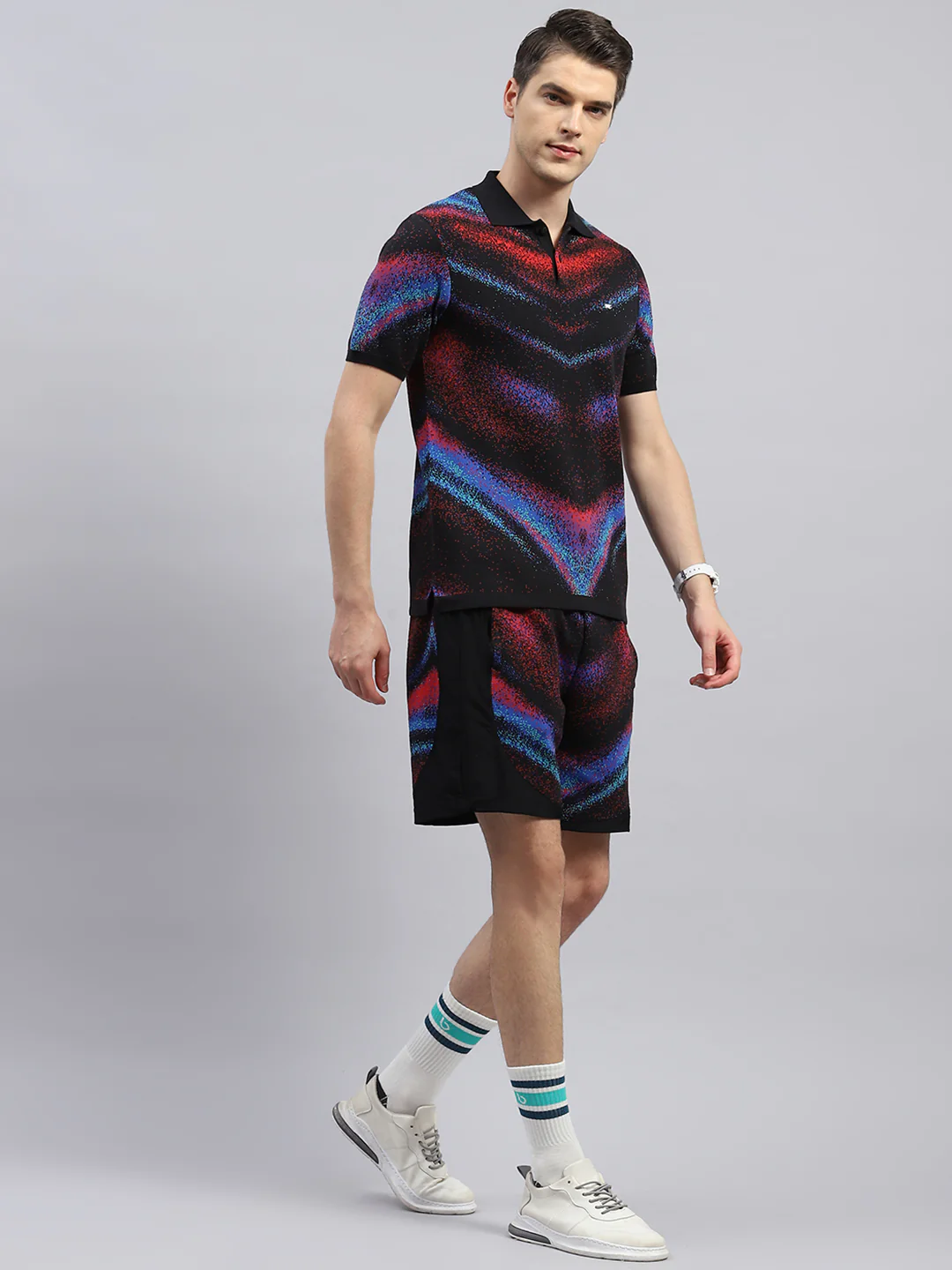 Men Black Printed Regular Fit Bermuda Set - Image 4