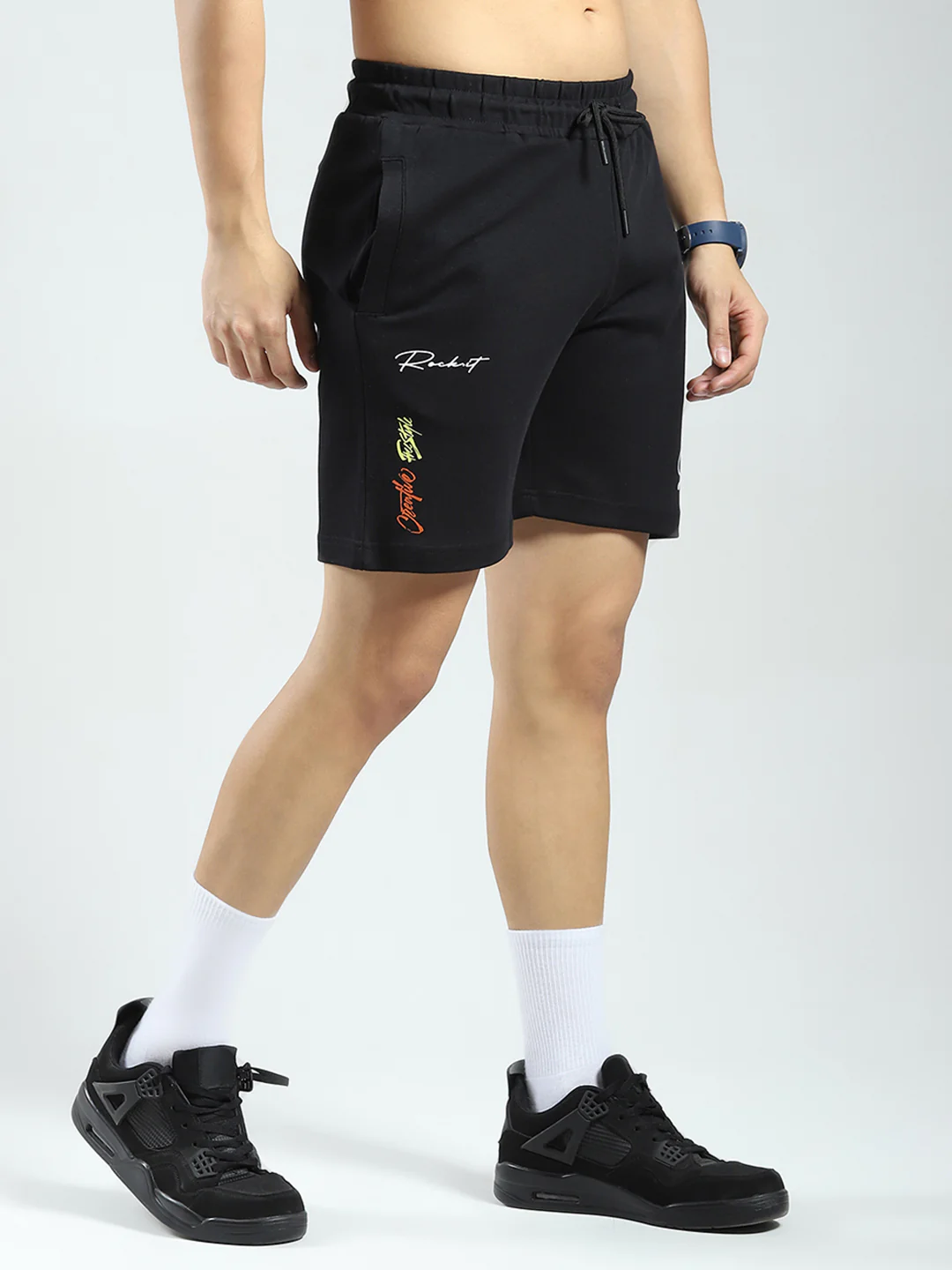 Rock.it Men Black Printed Regular Fit Shorts - Image 4