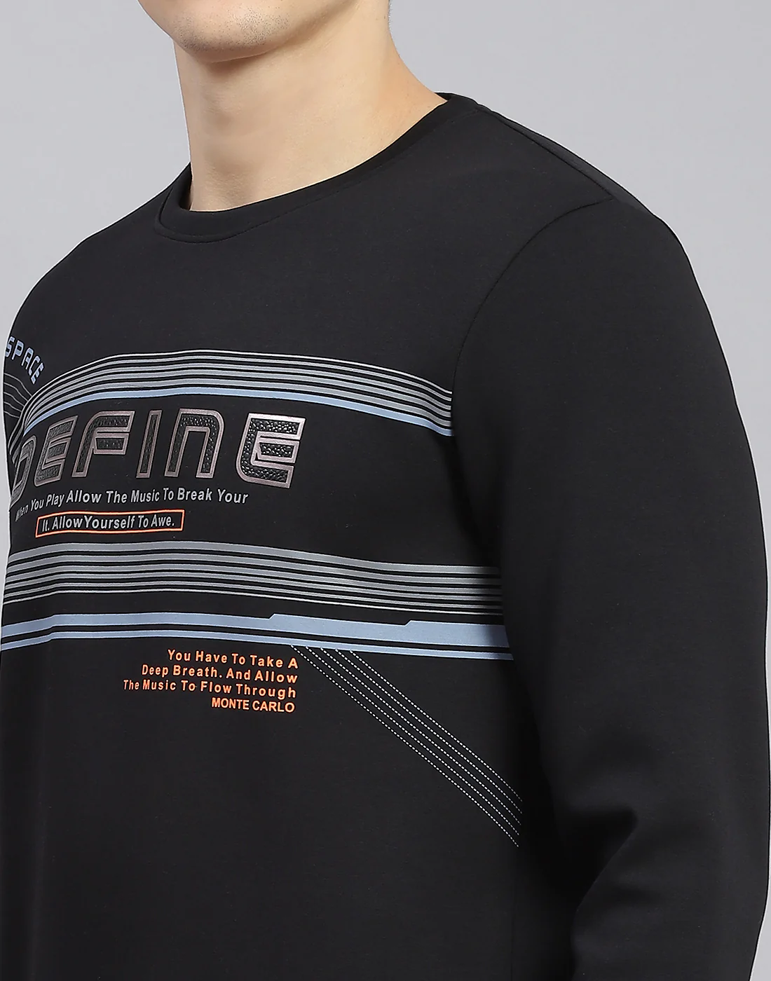 Men Black Printed Round Neck Full Sleeve Sweatshirt - Image 8