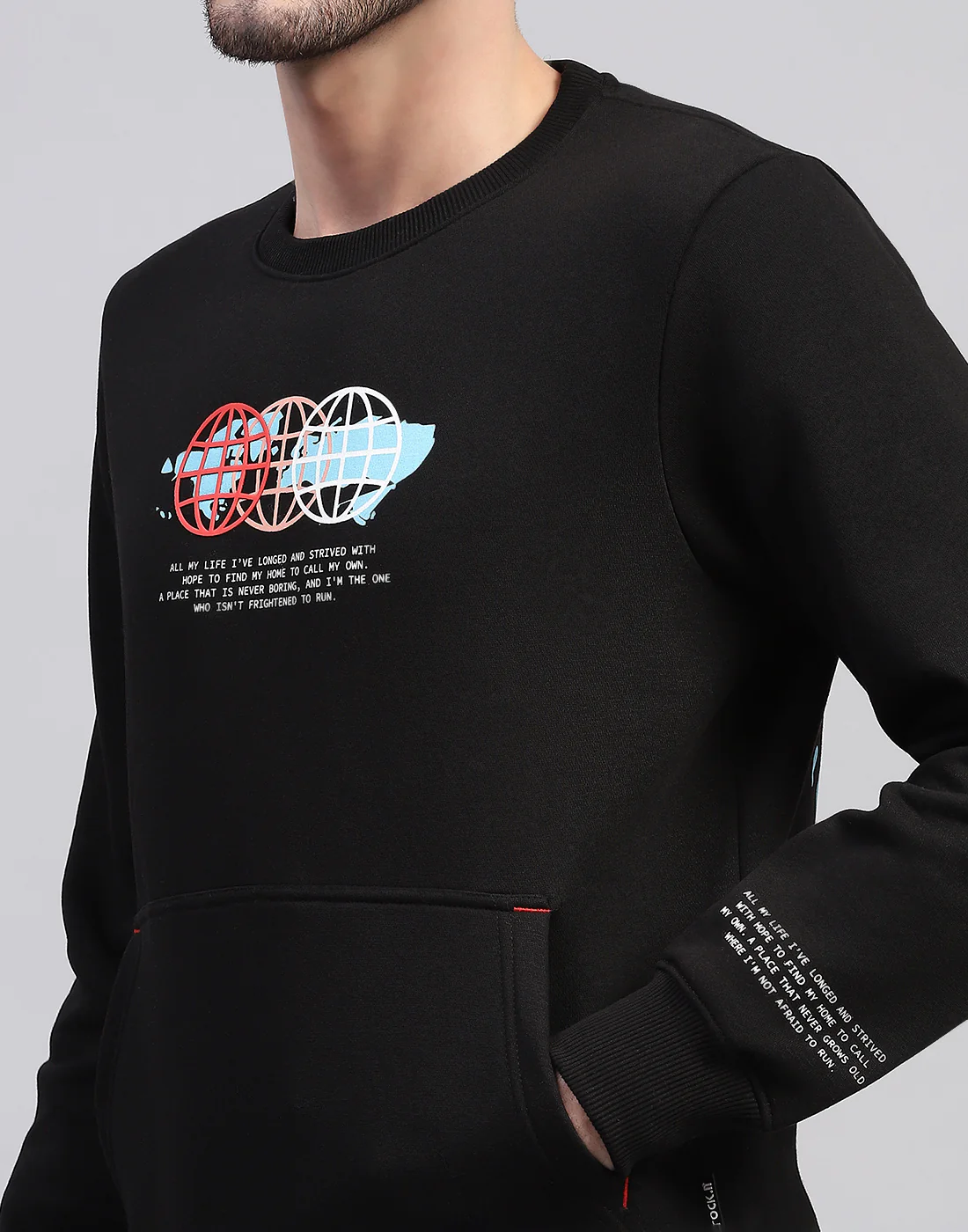 Rock.it Men Black Printed Round Neck Full Sleeve Sweatshirt - Image 7