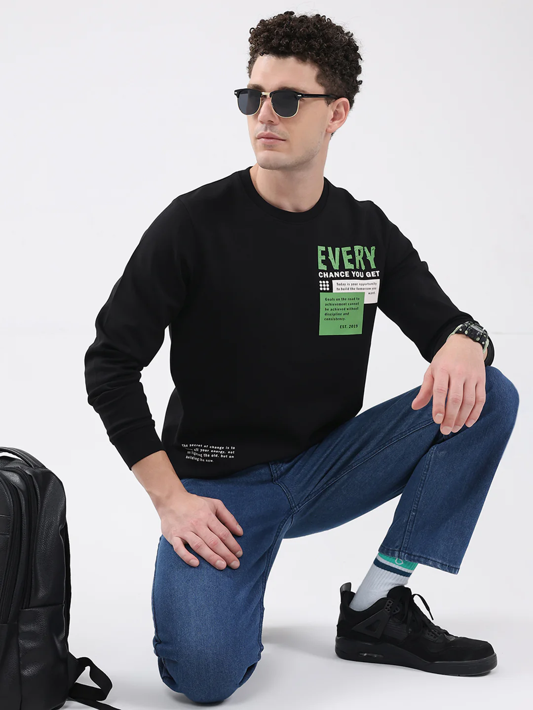 Rock.it Men Black Printed Round Neck Full Sleeve Sweatshirt - Image 2