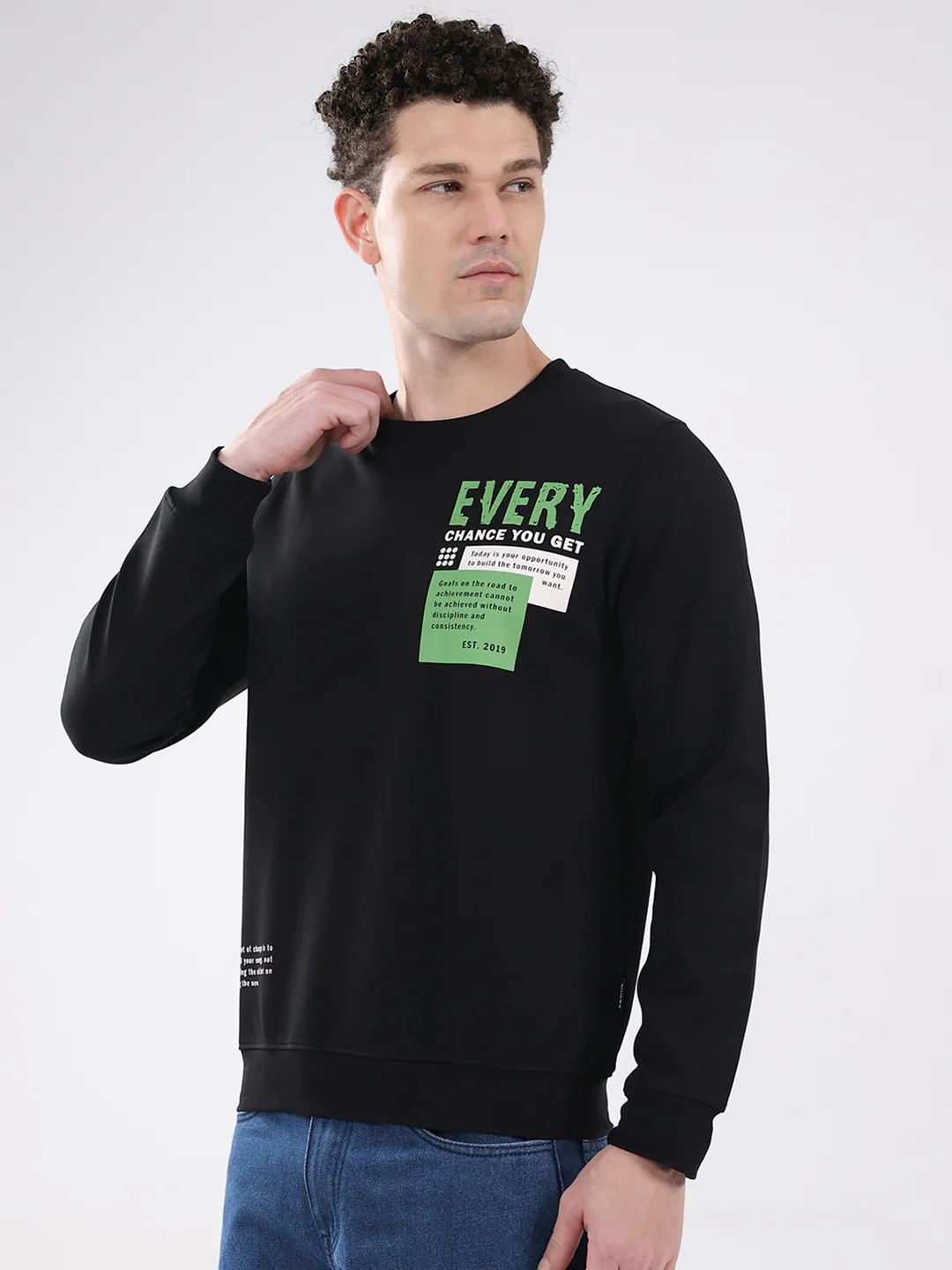 Rock.it Men Black Printed Round Neck Full Sleeve Sweatshirt - Image 3