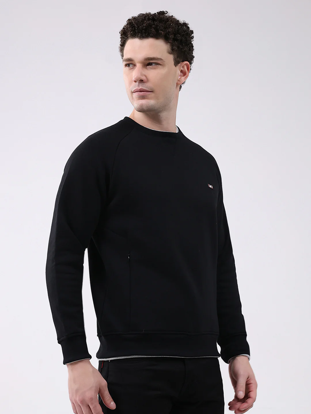 Men Black Printed Round Neck Full Sleeve Sweatshirt - Image 4