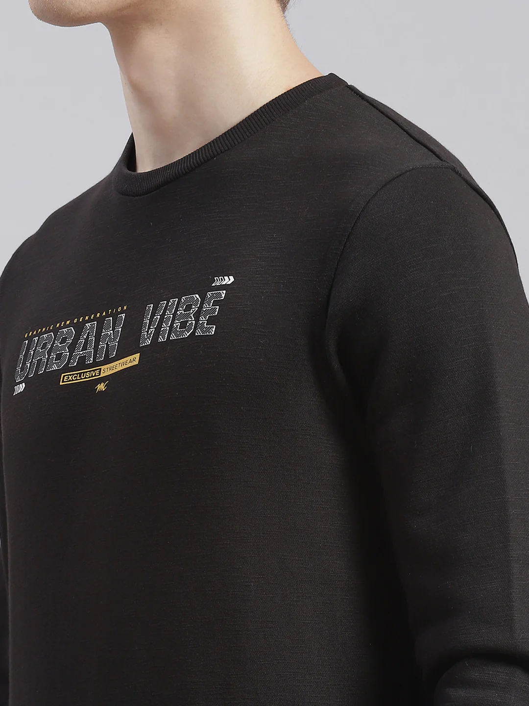 Men Black Printed Round Neck Full Sleeve Sweatshirts - Image 6