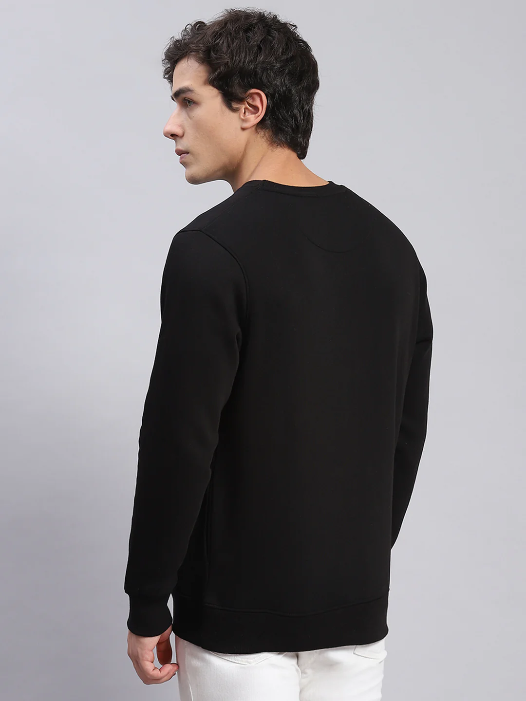 Men Black Printed Round Neck Full Sleeve Sweatshirts - Image 4