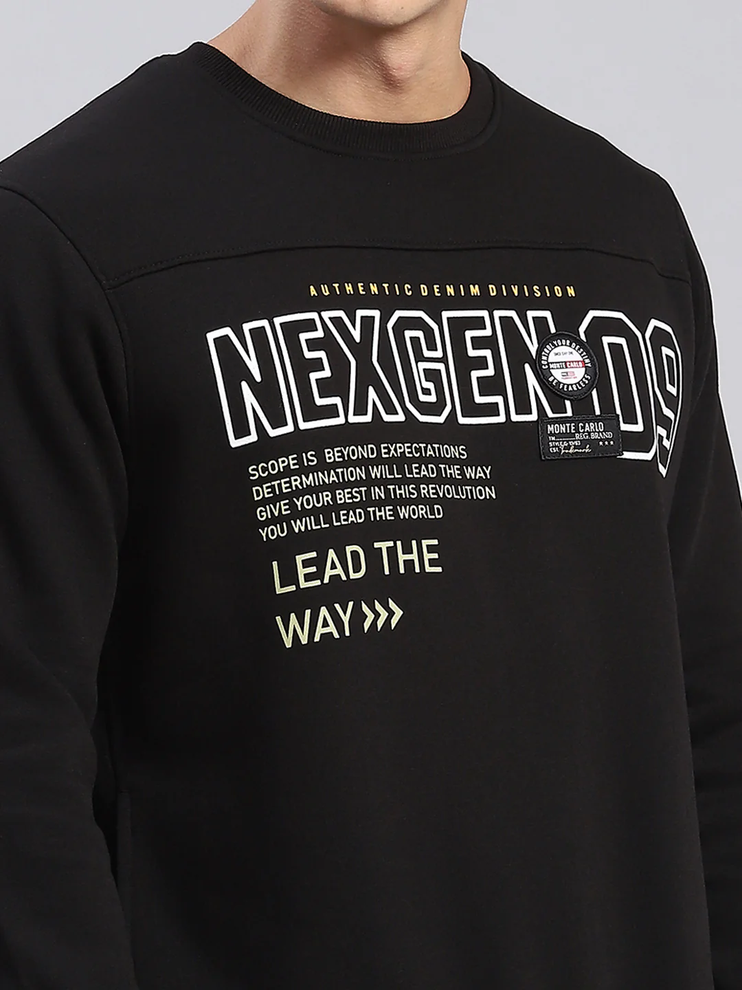 Men Black Printed Round Neck Full Sleeve Sweatshirts - Image 7