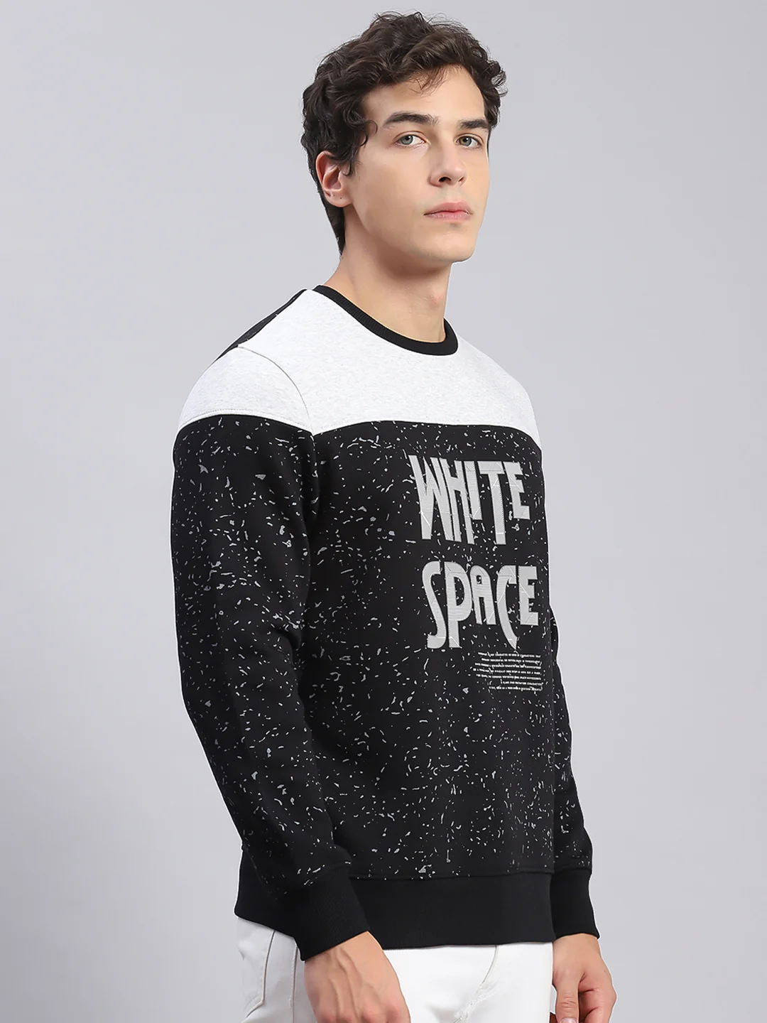 Men Black Printed Round Neck Full Sleeve Sweatshirts - Image 4
