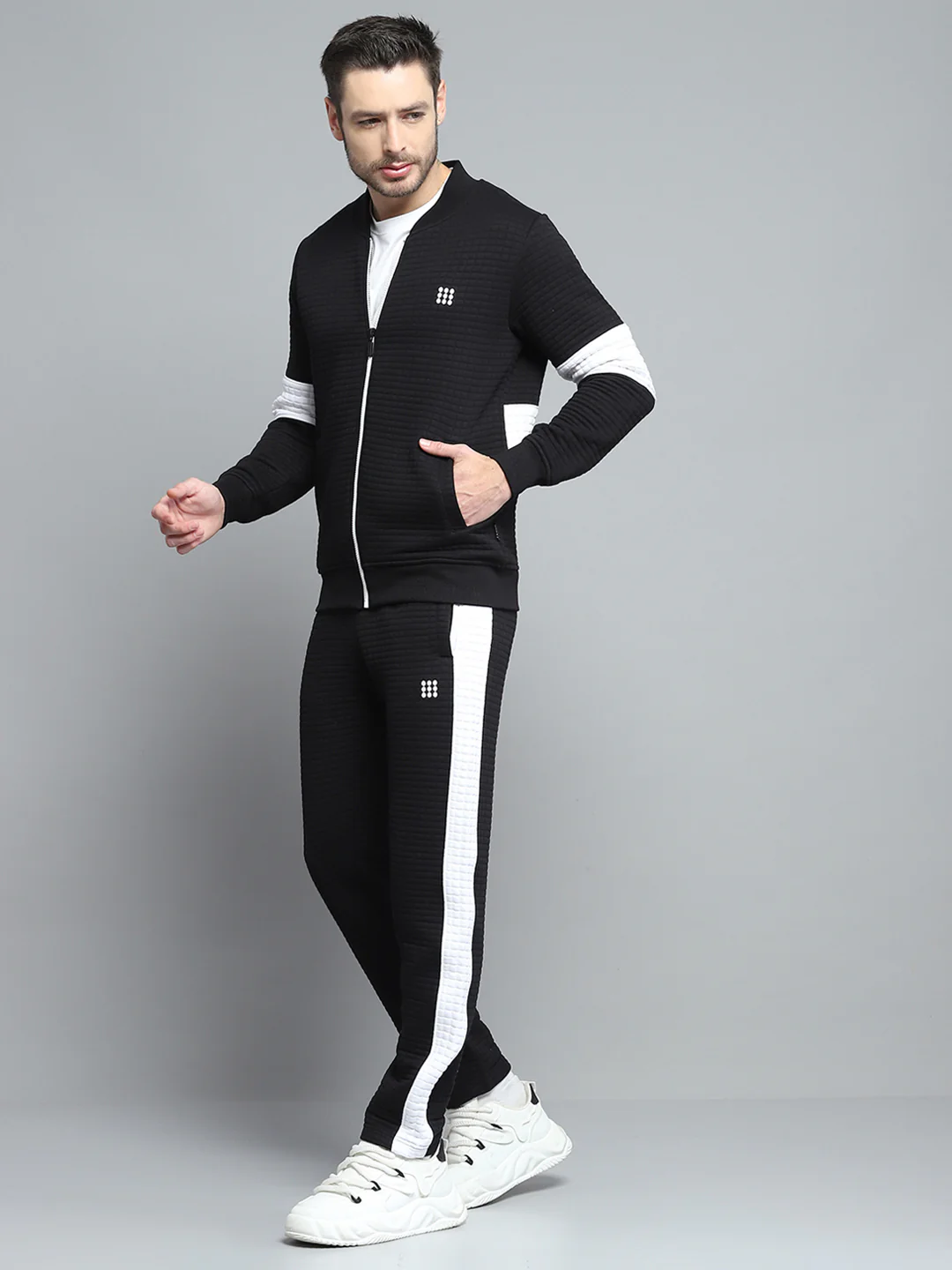 Rock.it Men Black Printed Round Neck Full Sleeve Winter Tracksuit - Image 3