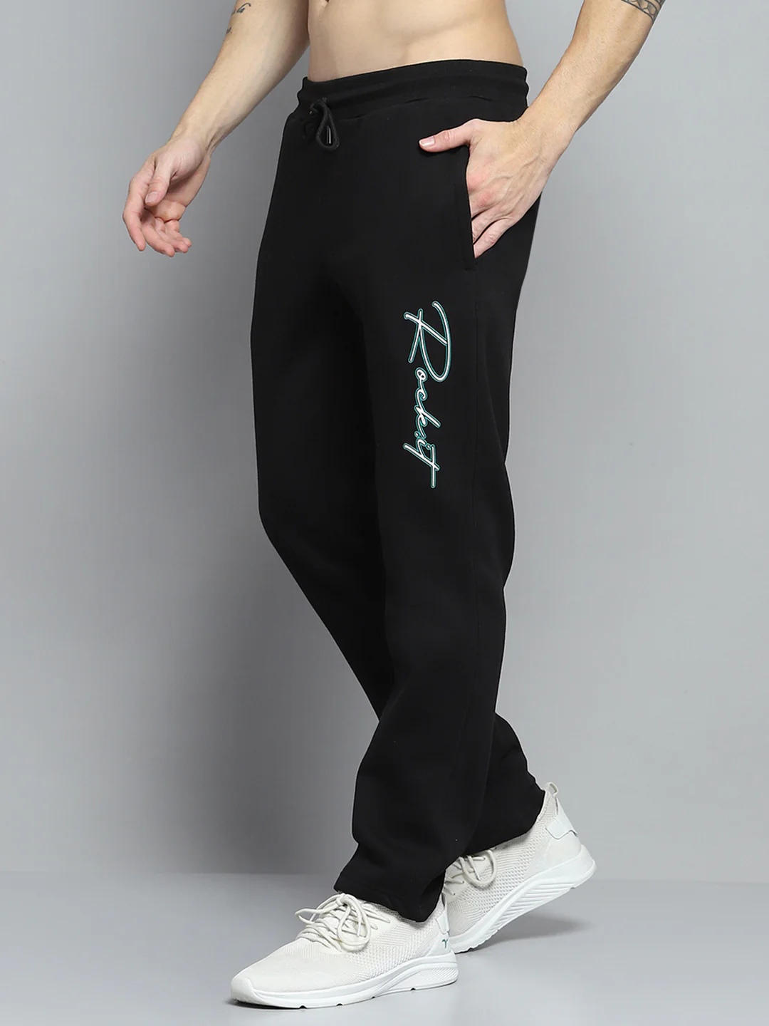 Rock.it Men Black Printed Round Neck Full Sleeve Winter Tracksuit - Image 7