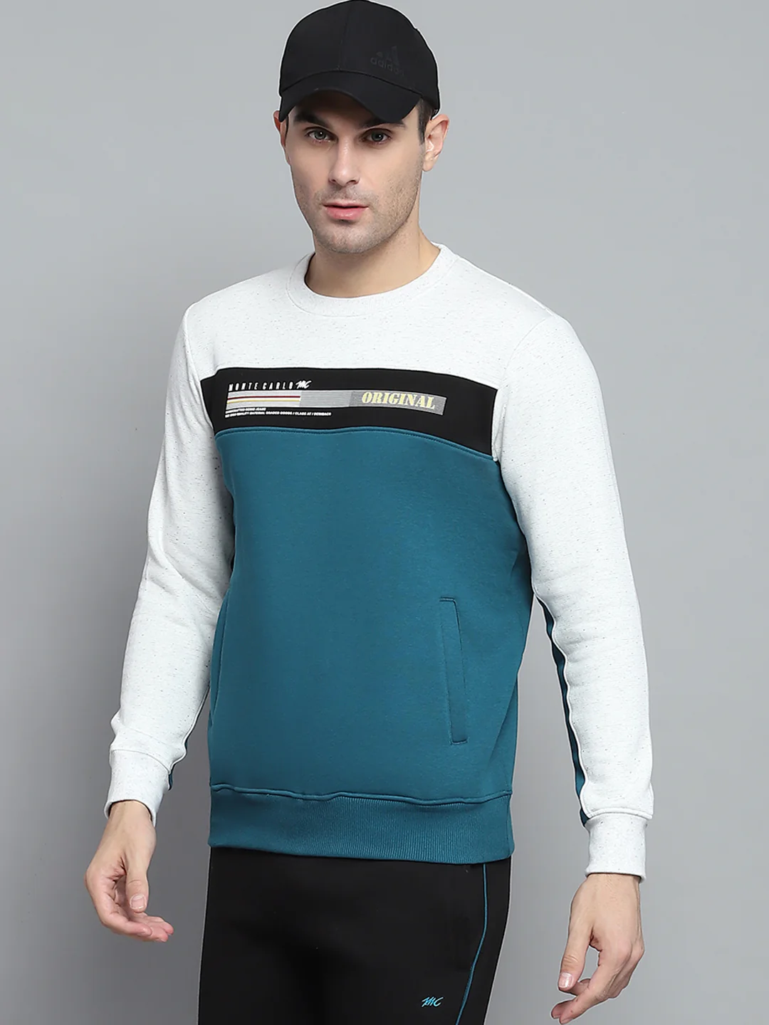 Men Black Printed Round Neck Full Sleeve Winter Tracksuit - Image 6