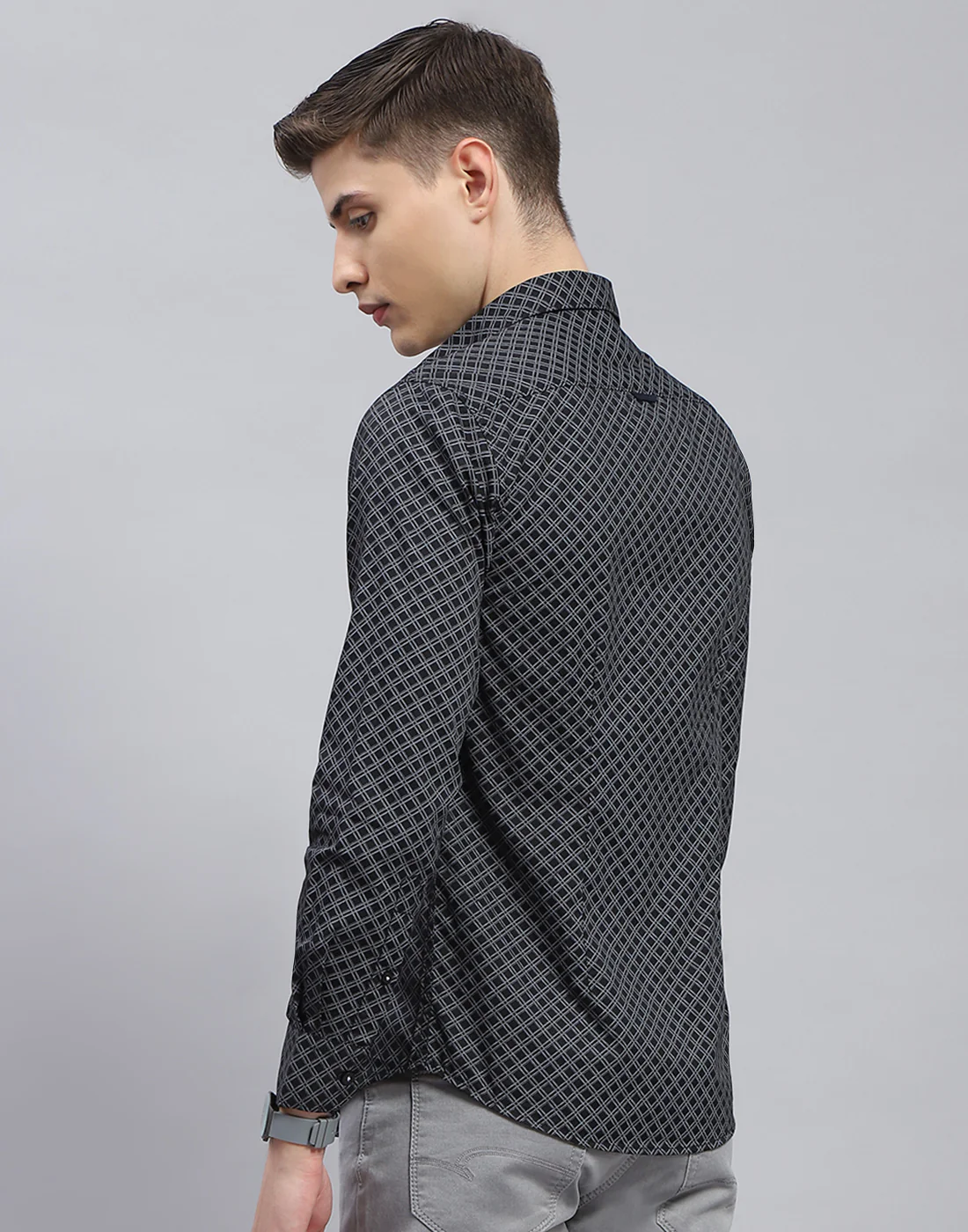 Men Black Printed Spread Collar Full Sleeve Shirt - Image 6
