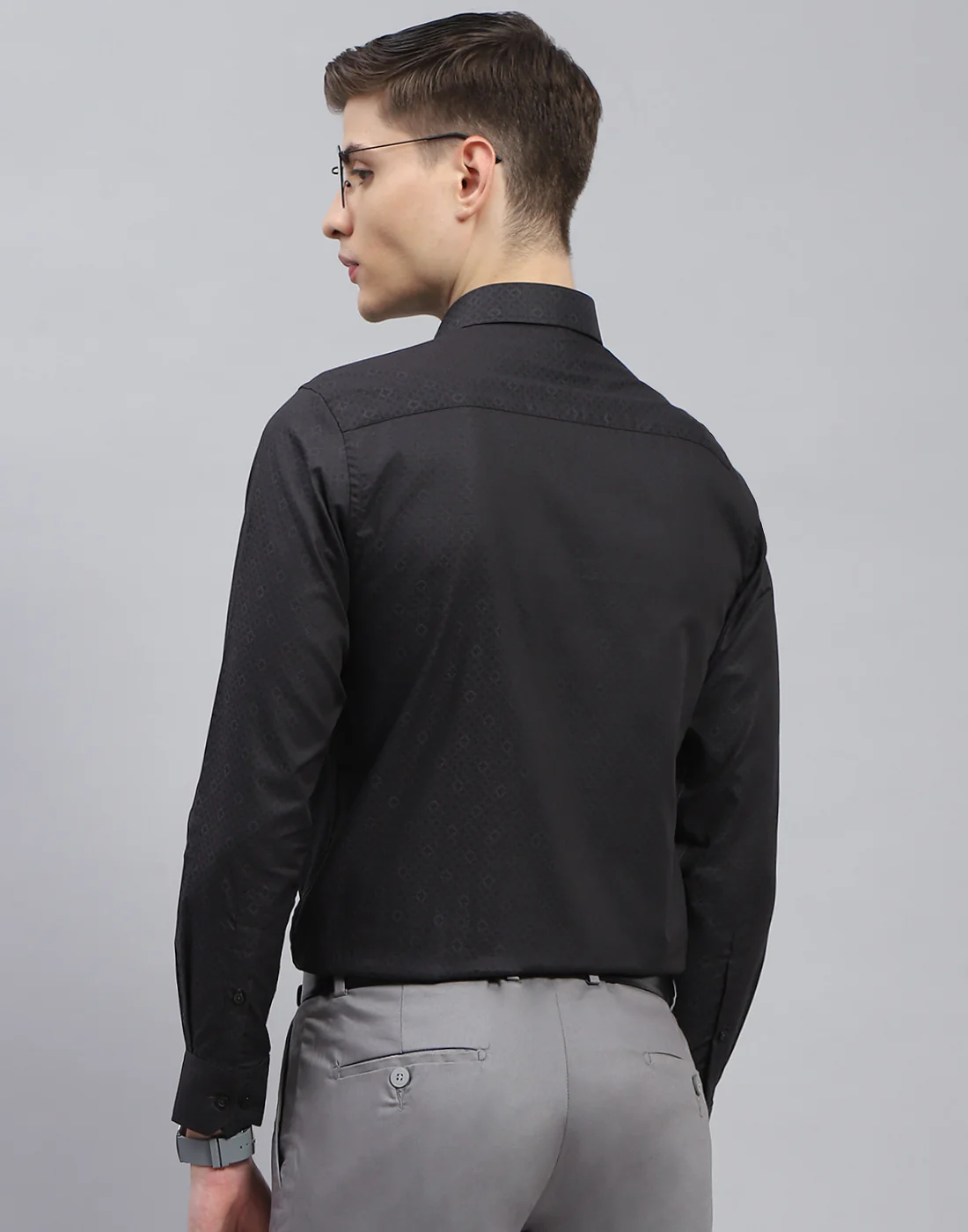 Men Black Printed Spread Collar Full Sleeve Shirt - Image 5