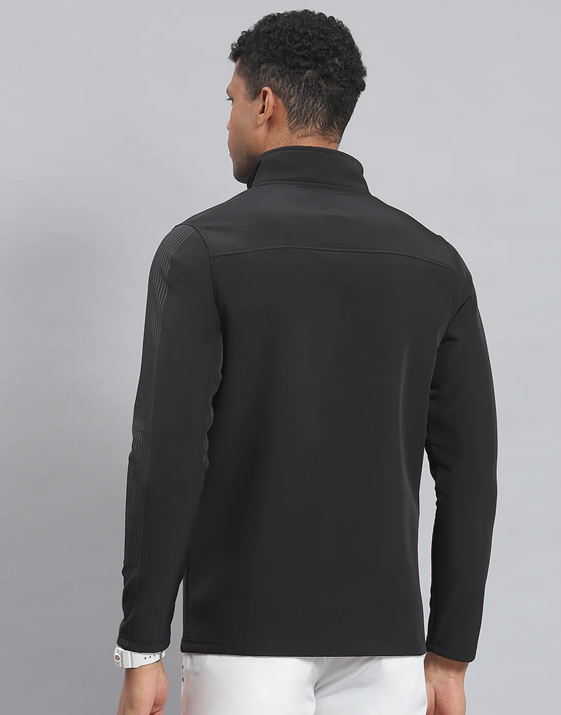 Rock.it Men Black Printed Stand Collar Full Sleeve Sweatshirt - Image 5