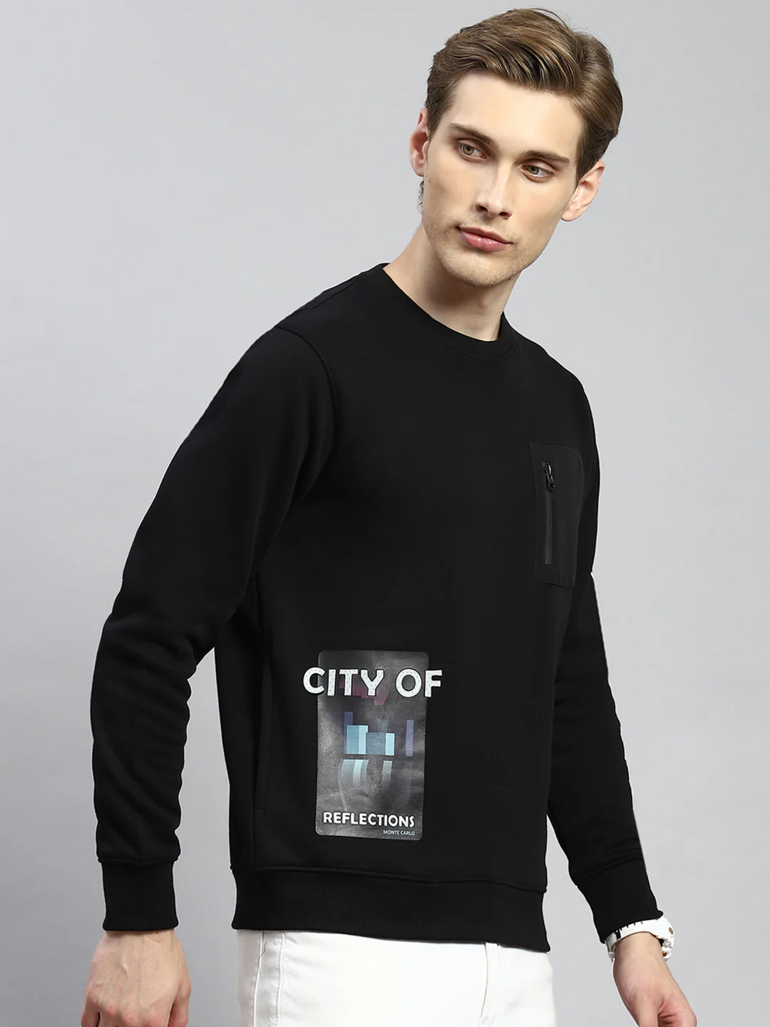 Men Black Printed Sweatshirt - Image 3