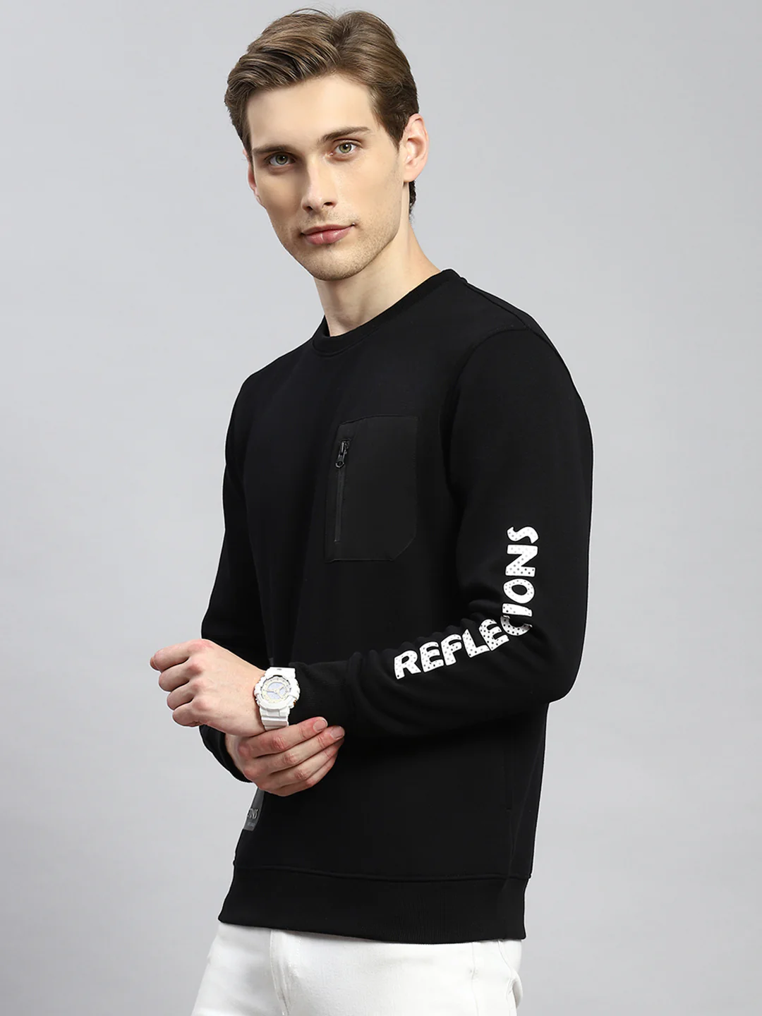 Men Black Printed Sweatshirt - Image 4