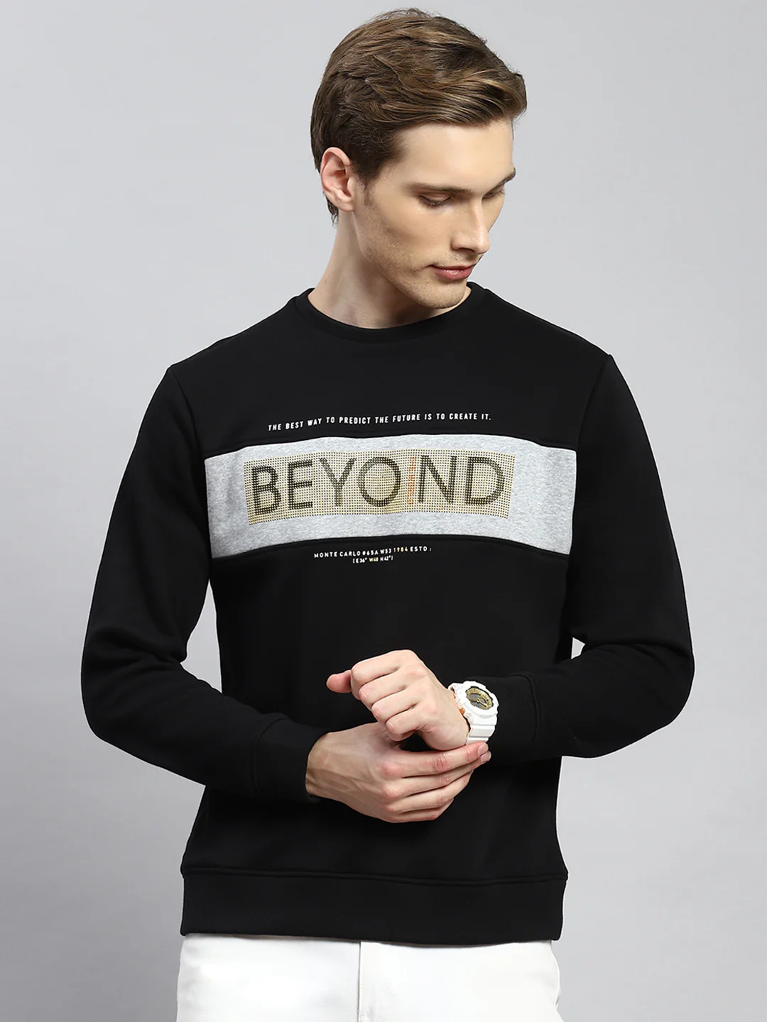 Men Black Printed Sweatshirt - Image 2