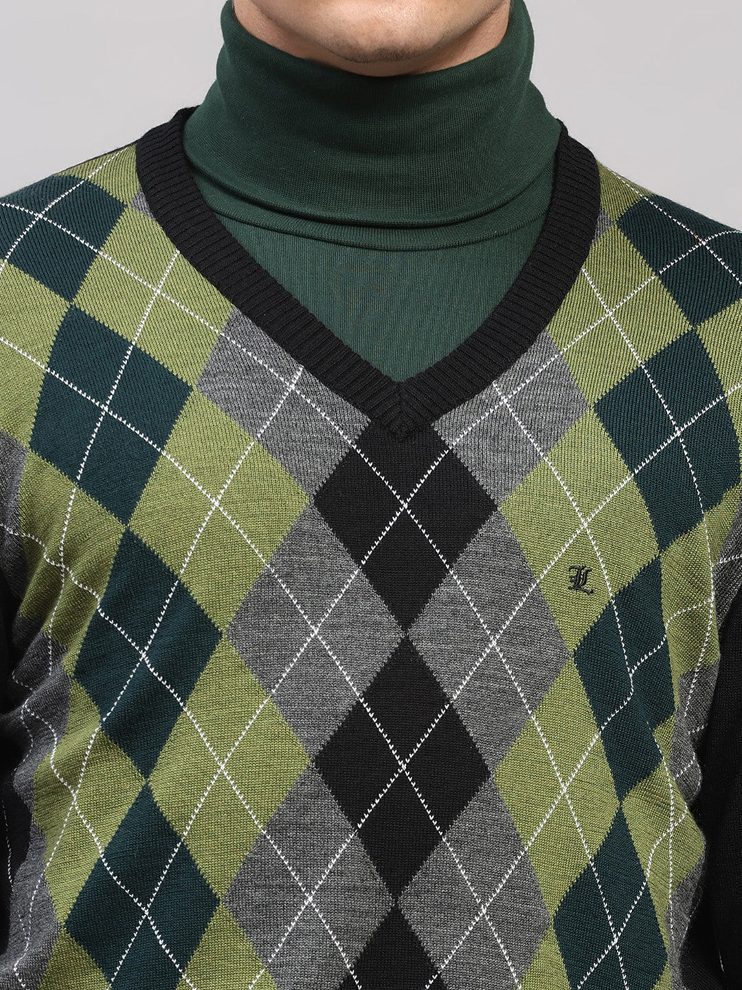 Luxuria Men Black Printed V Neck Full Sleeve Pullover - Image 7