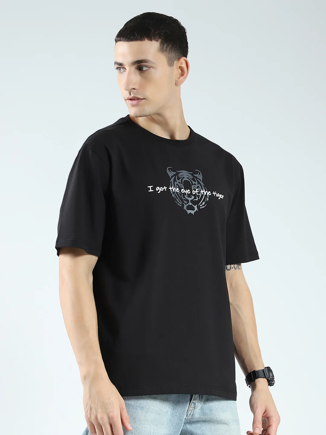 Rock.it Men Black Printed Round Neck Half Sleeve T-Shirt - Image 4