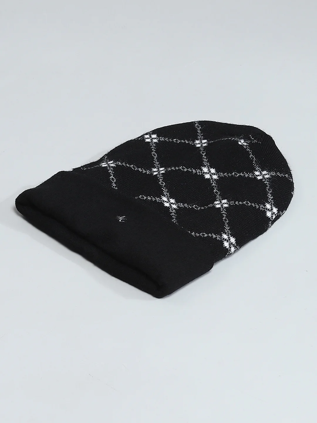 Men Black Self Design Cap - Image 6