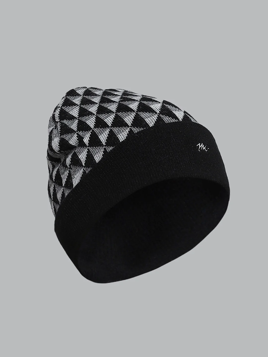 Men Black Self Design Cap - Image 2