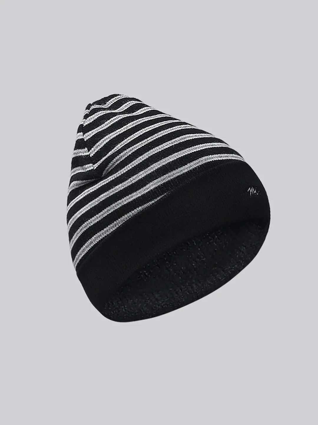 Men Black Self Design Cap - Image 2