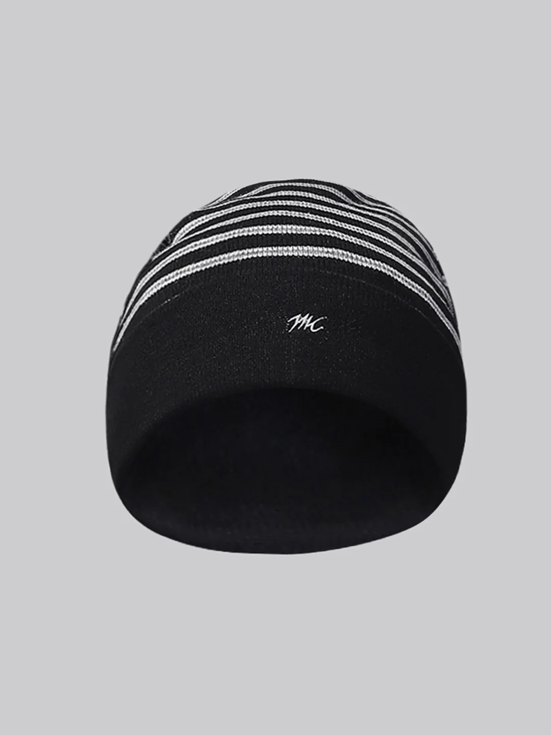 Men Black Self Design Cap - Image 2