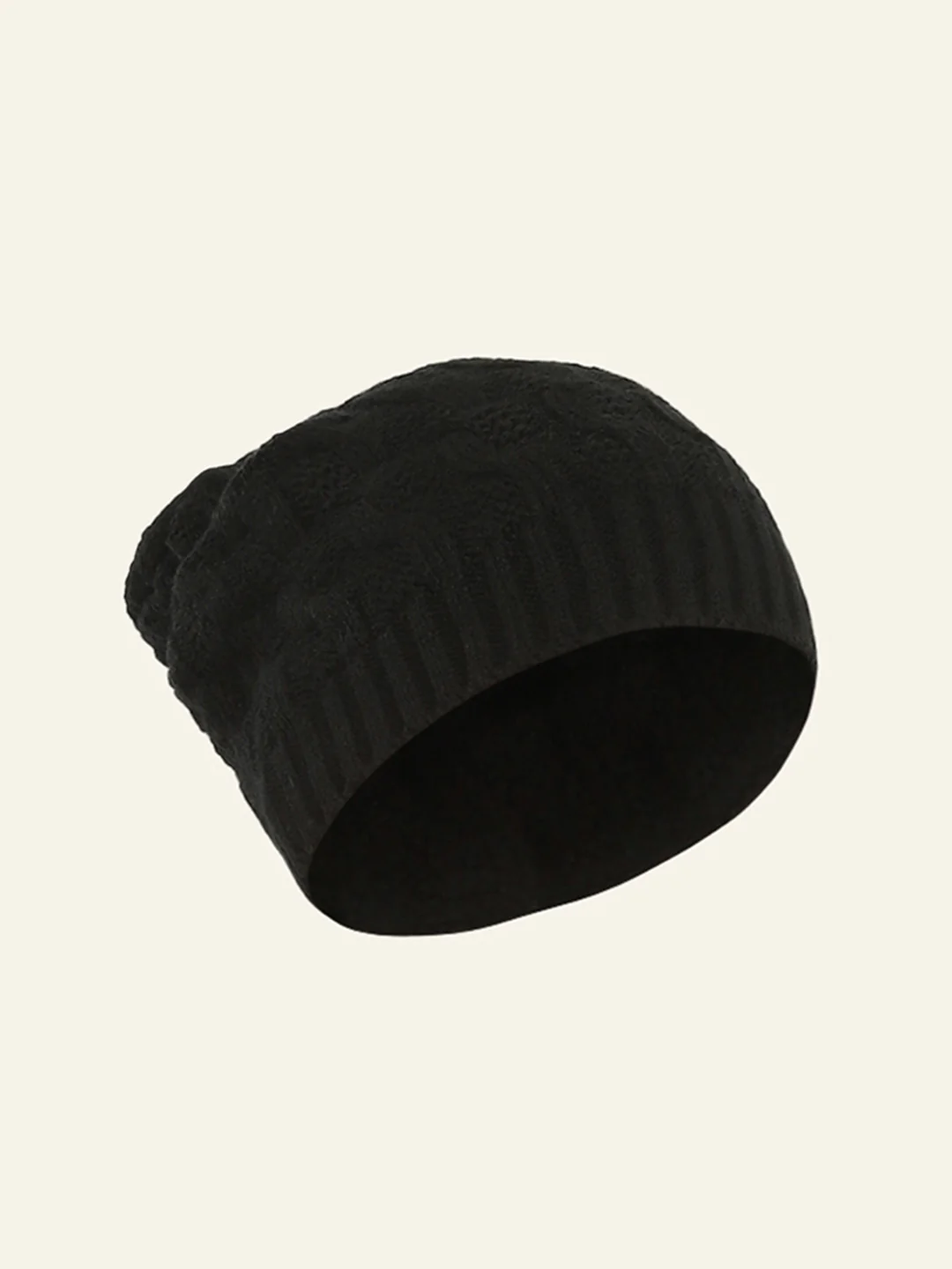 Men Black Self Design Cap - Image 2