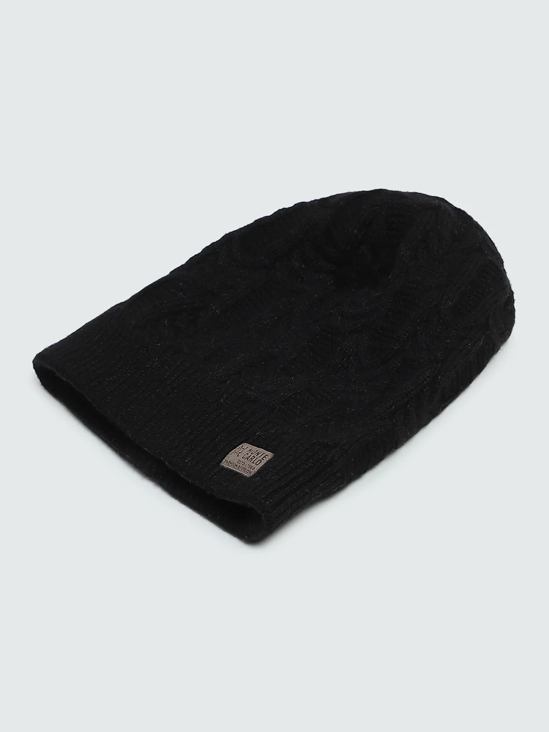 Men Black Self Design Cap - Image 6