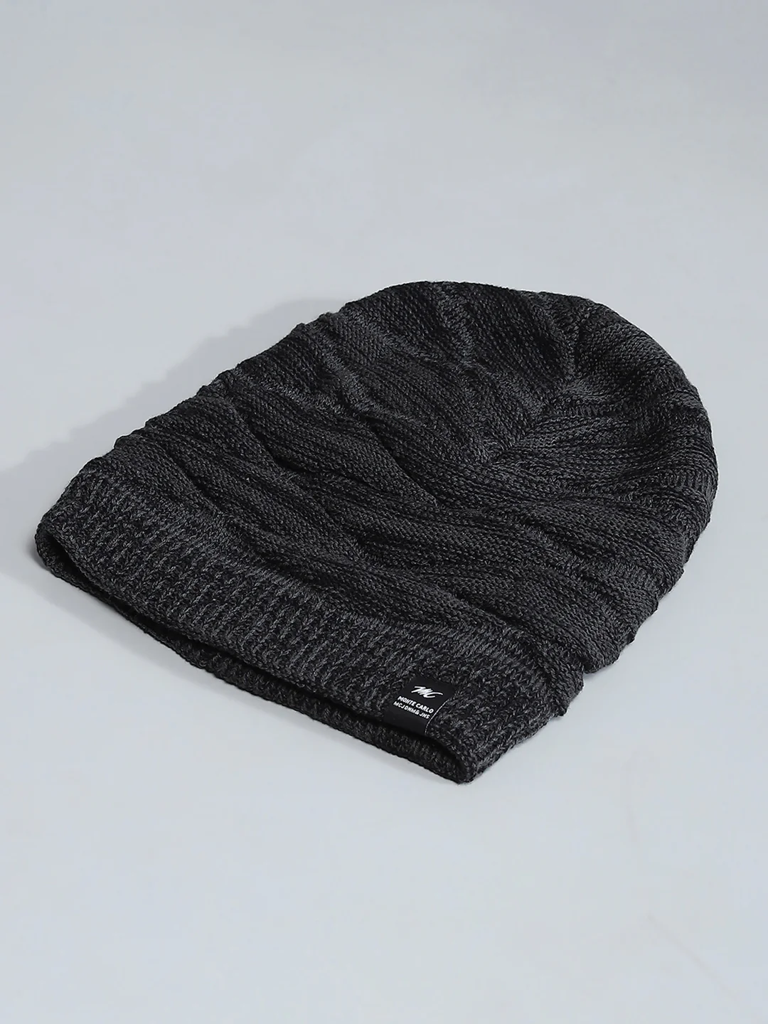 Men Black Self Design Cap - Image 6