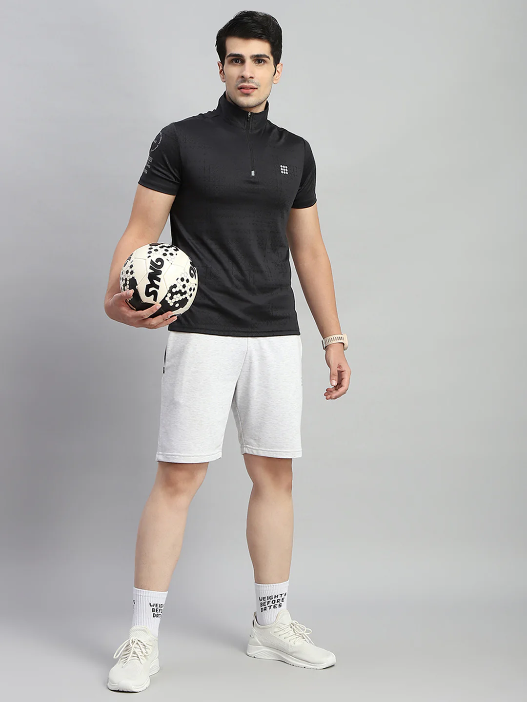 Rock.it Men Black Self Design Collar Half Sleeve T-Shirt - Image 2