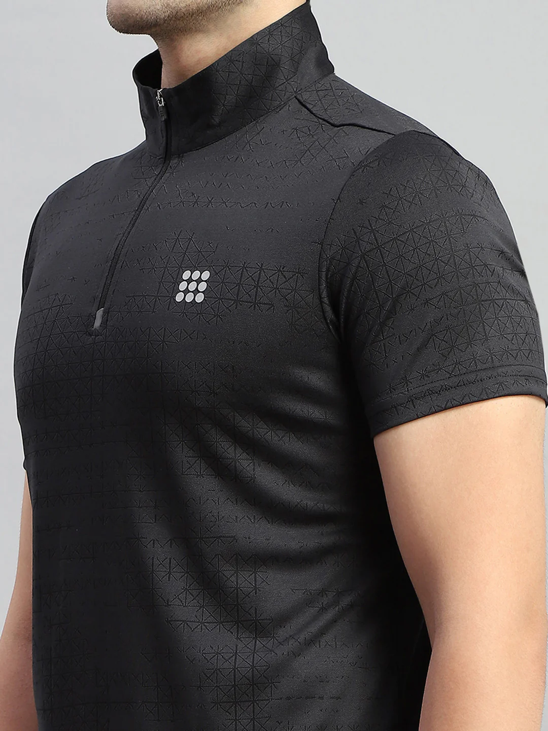 Rock.it Men Black Self Design Collar Half Sleeve T-Shirt - Image 6
