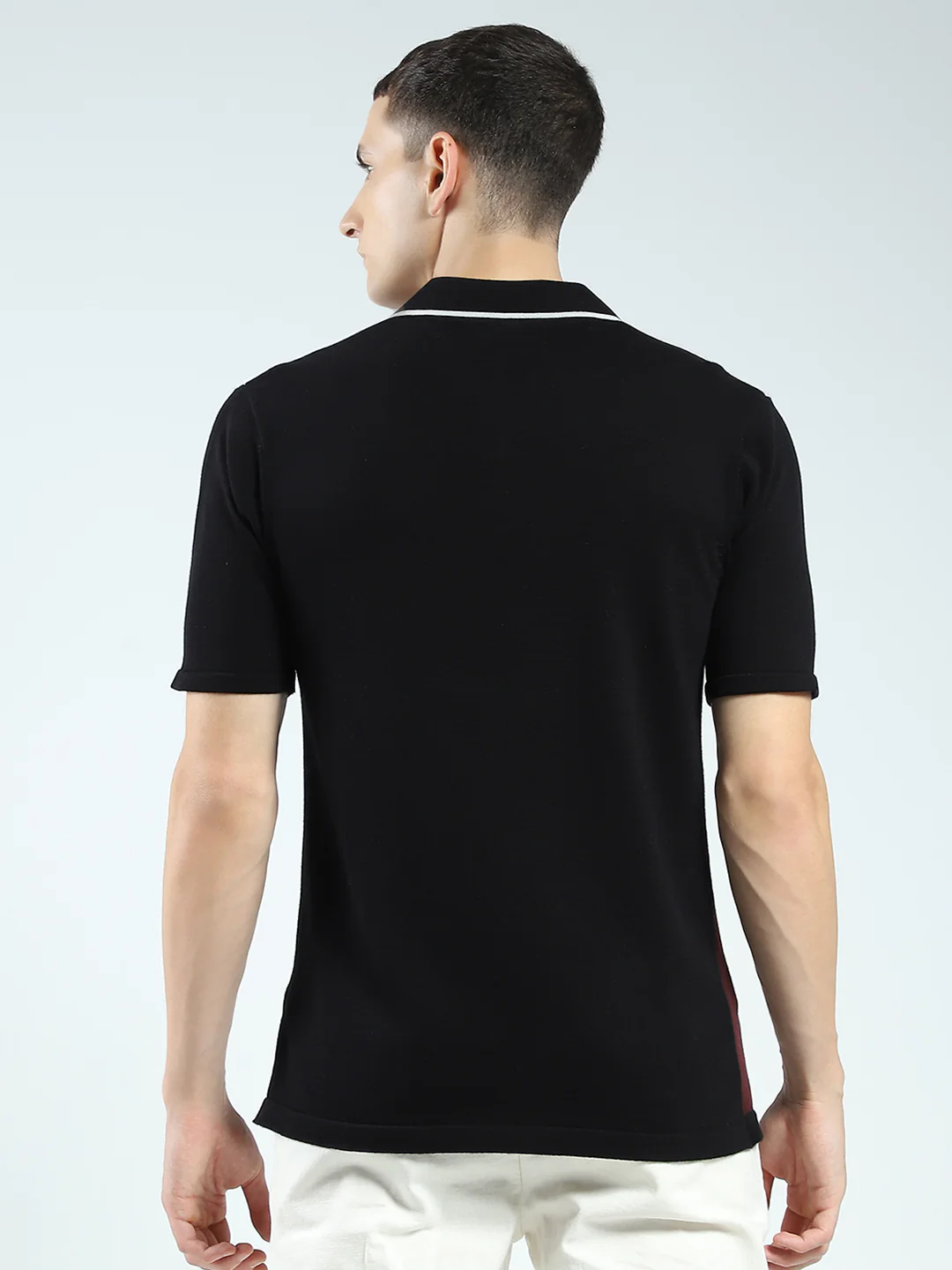 Rock.it Men Black Self Design Collar Half Sleeve T-Shirt - Image 5