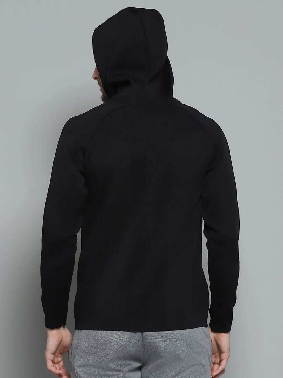 Rock.it Men Black Self Design Hooded Full Sleeve Pullover - Image 5