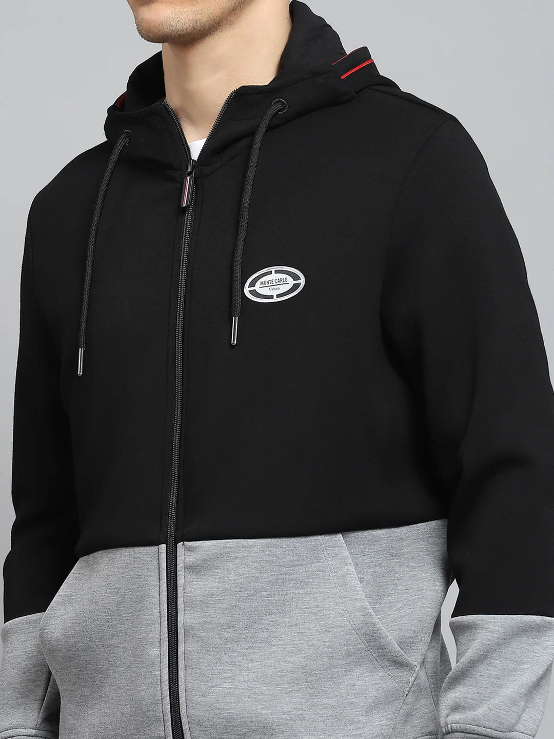 Men Black Self Design Hooded Full Sleeve Winter Tracksuit - Image 6