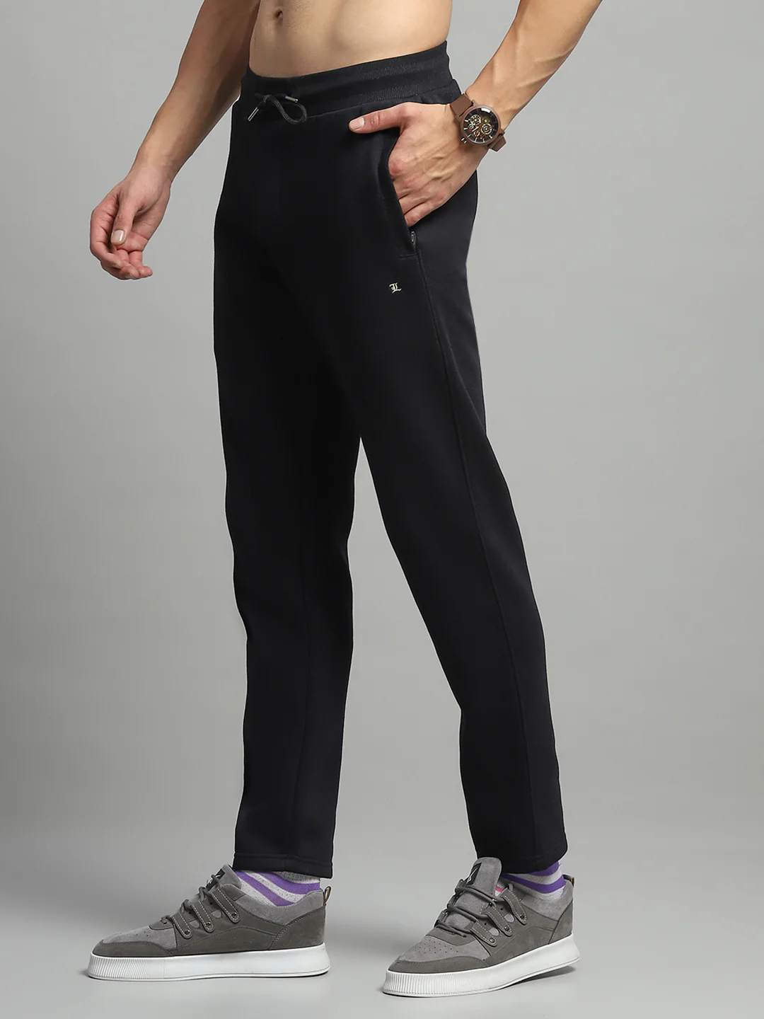Luxuria Men Black Self Design Lower - Image 3