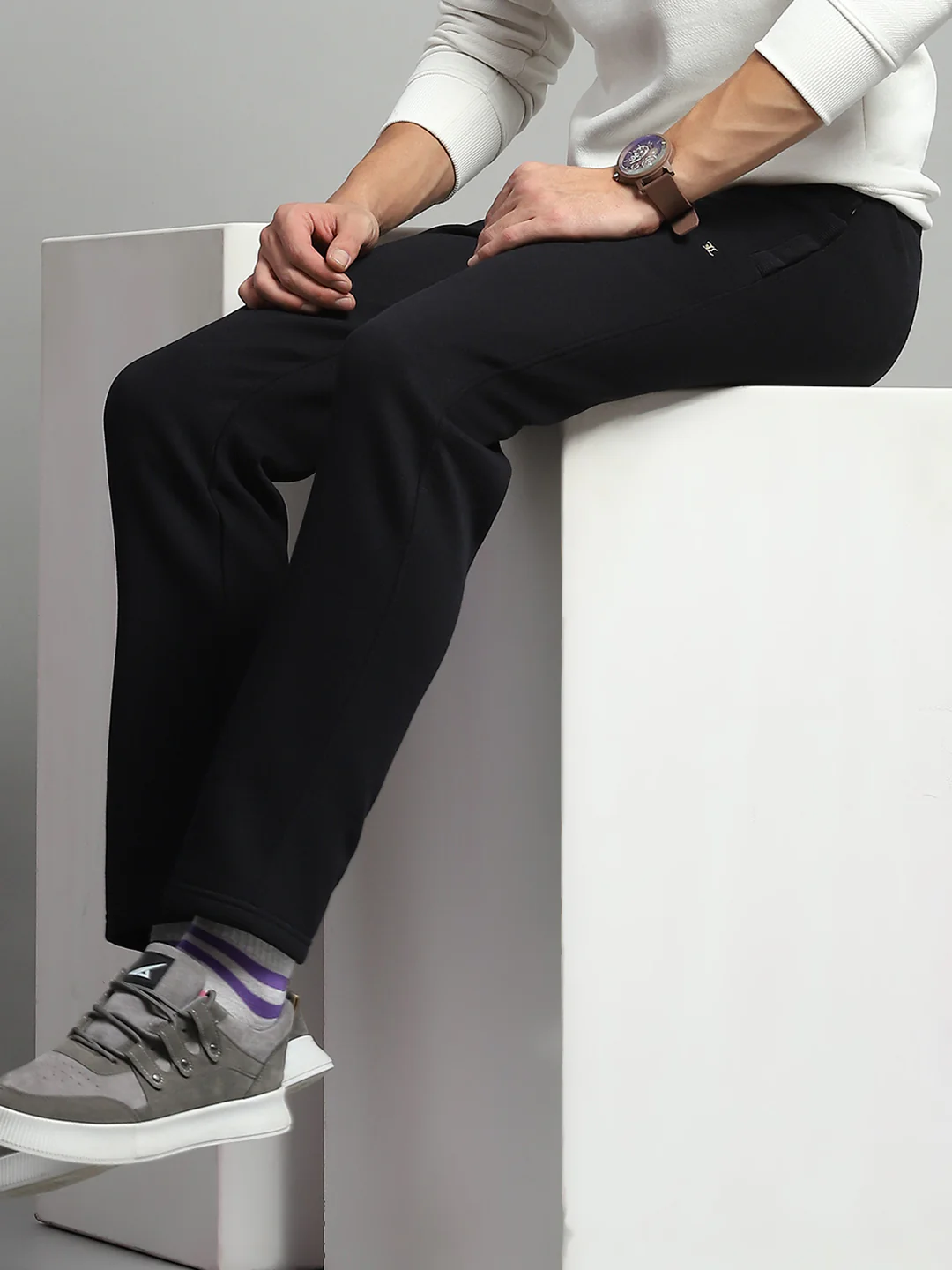 Luxuria Men Black Self Design Lower - Image 6