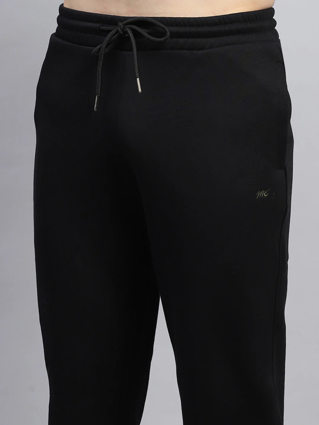 Men Black Self Design Mock Neck Full Sleeve Winter Tracksuit - Image 8